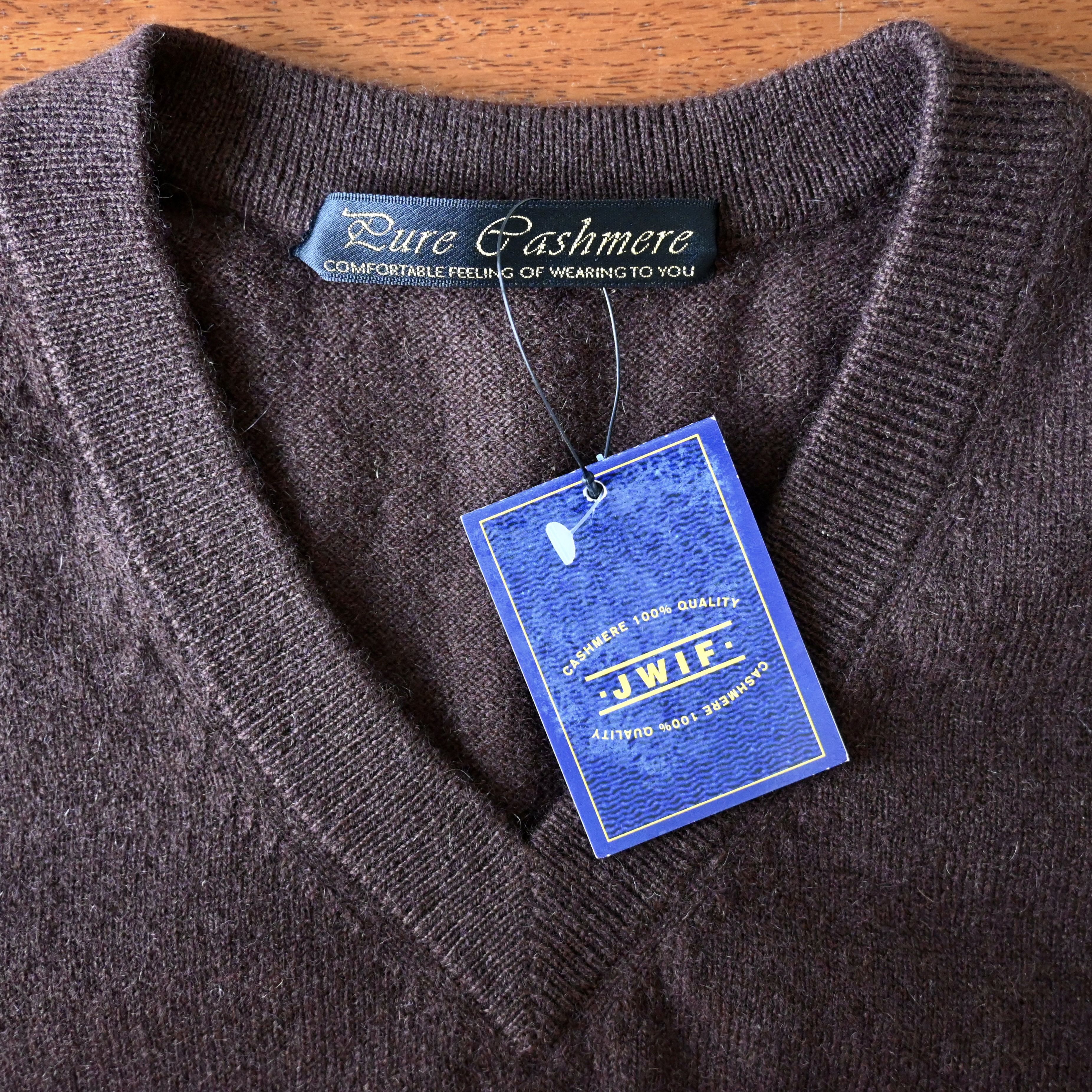 Japanese Brand DEADSTOCK, 2000s pure cashmere knit vest, chocolate brown, M Size US M / EU 48-50 / 2 - 8 Thumbnail