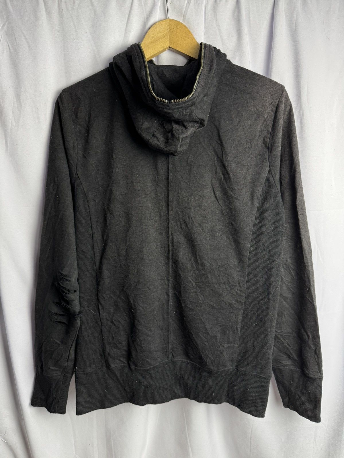 If Six Was Nine × Japanese Brand × Le Grande Bleu (L.G.B.) Morgan Homme Distressed Full Ziphoodie Black Faded Size US M / EU 48-50 / 2 - 7 Thumbnail
