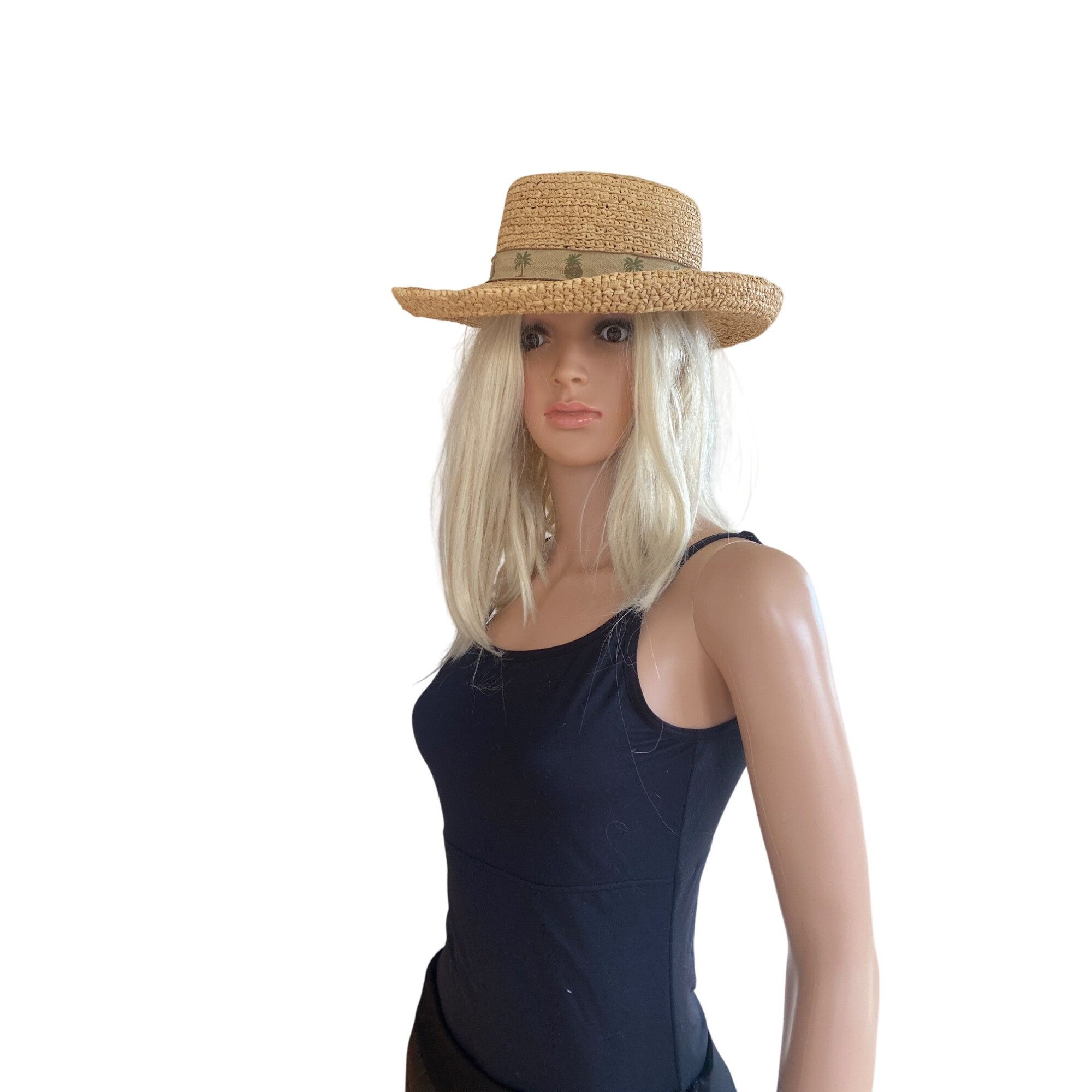 Other SCALA Wide Brim Straw Raffia Safari Hat S/M Unisex Palm Tree Size ONE SIZE - 1 Thumbnail