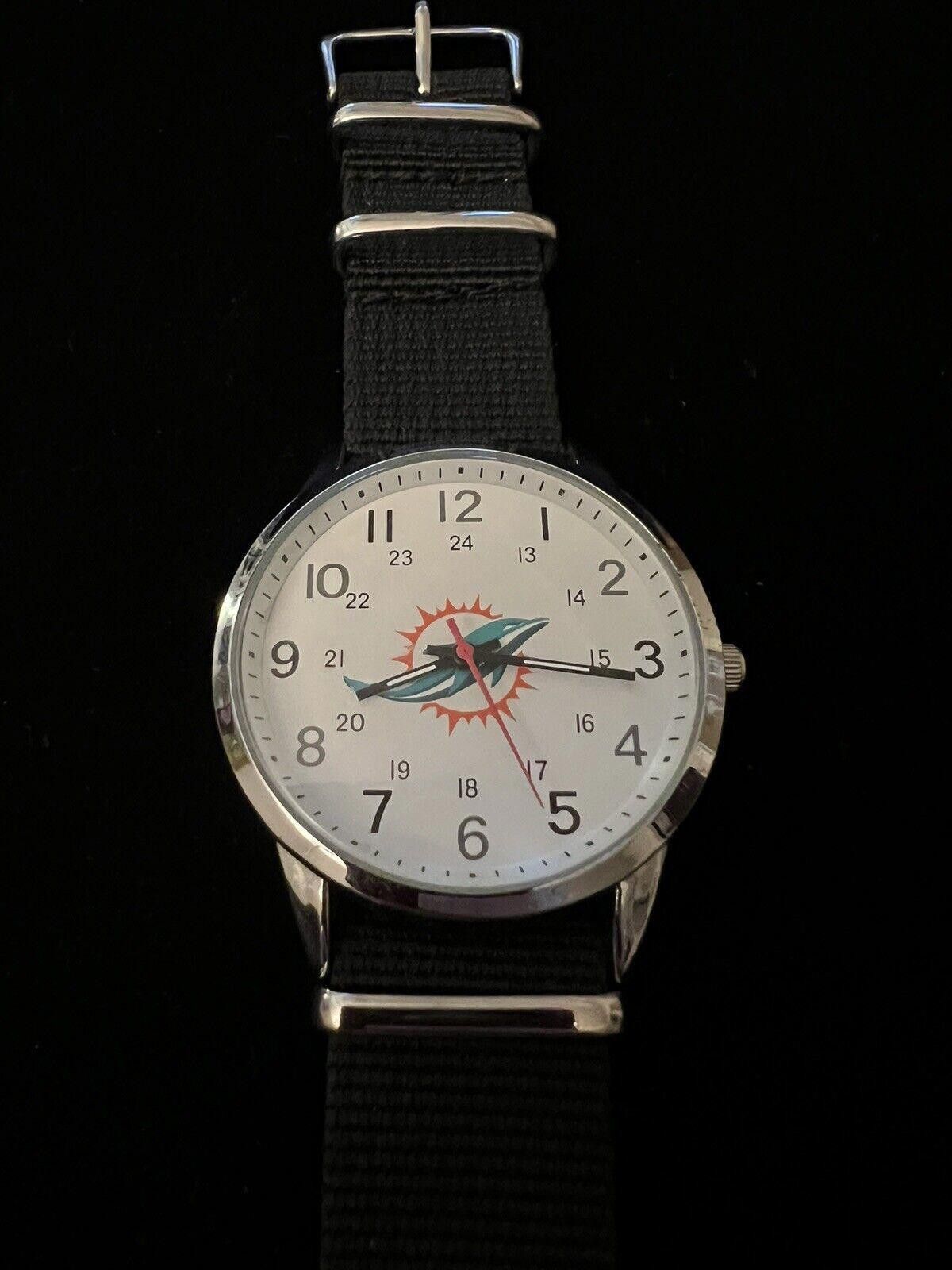 Designer Unisex NFL football Sports Watch Miami Dolphins New Battery Size ONE SIZE - 1 Thumbnail