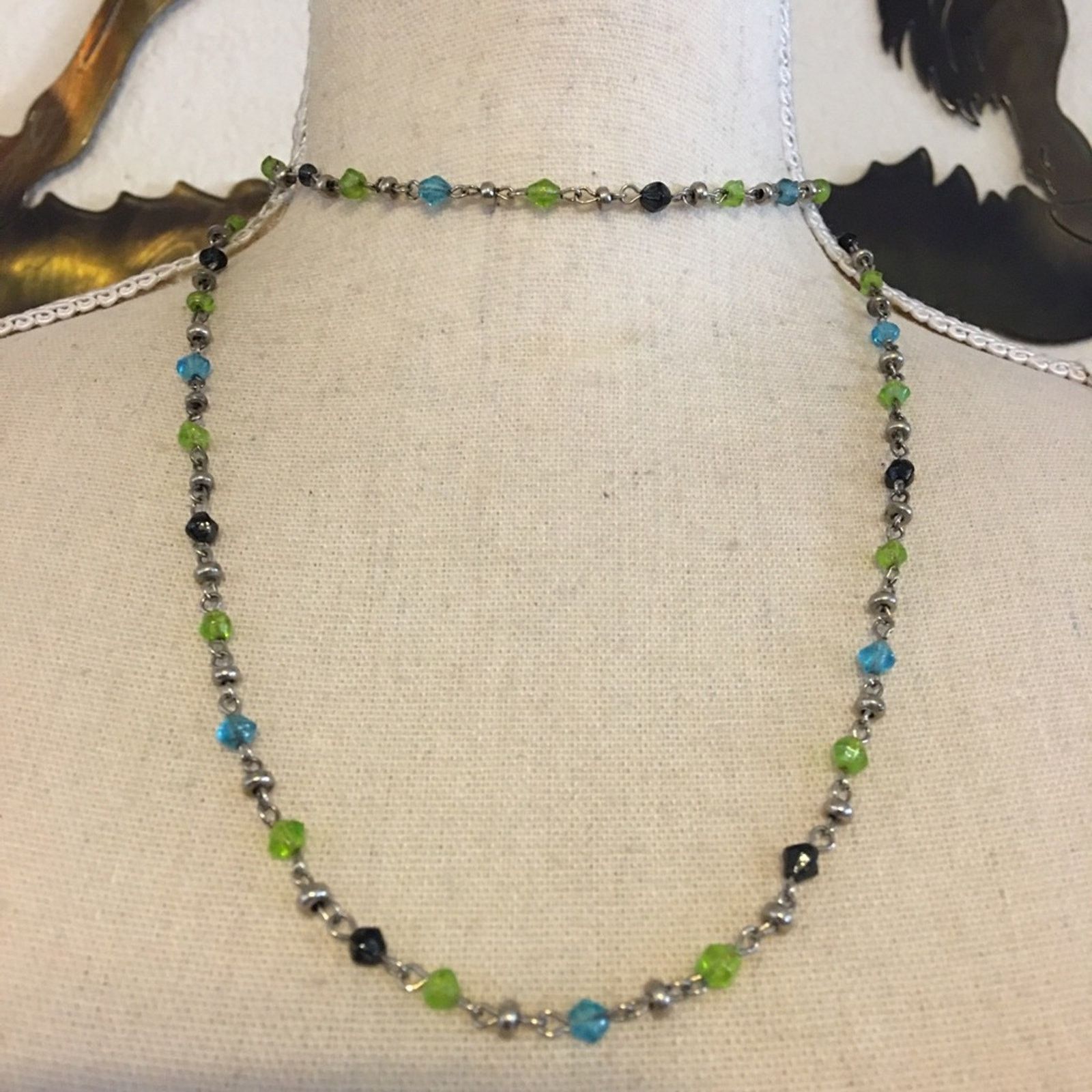 Aeropostale Aeropostale long silver tone bicone bead necklace Size ONE SIZE - 4 Thumbnail