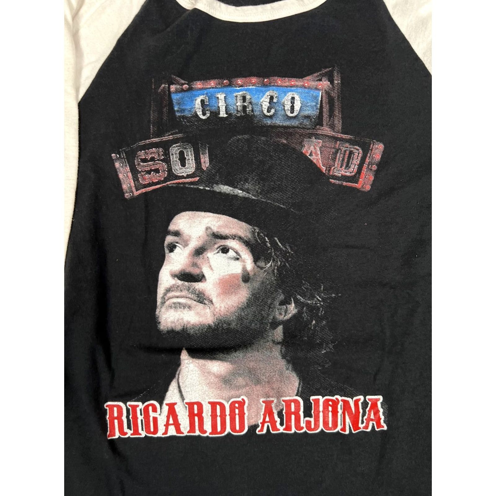 Vintage Ricardo Arjona Circo Soledad Shirt Mens Medium Black 3/4 Sleeve Raglan Tour Concert Shirt Mens Size US M / EU 48-50 / 2 - 4 Thumbnail