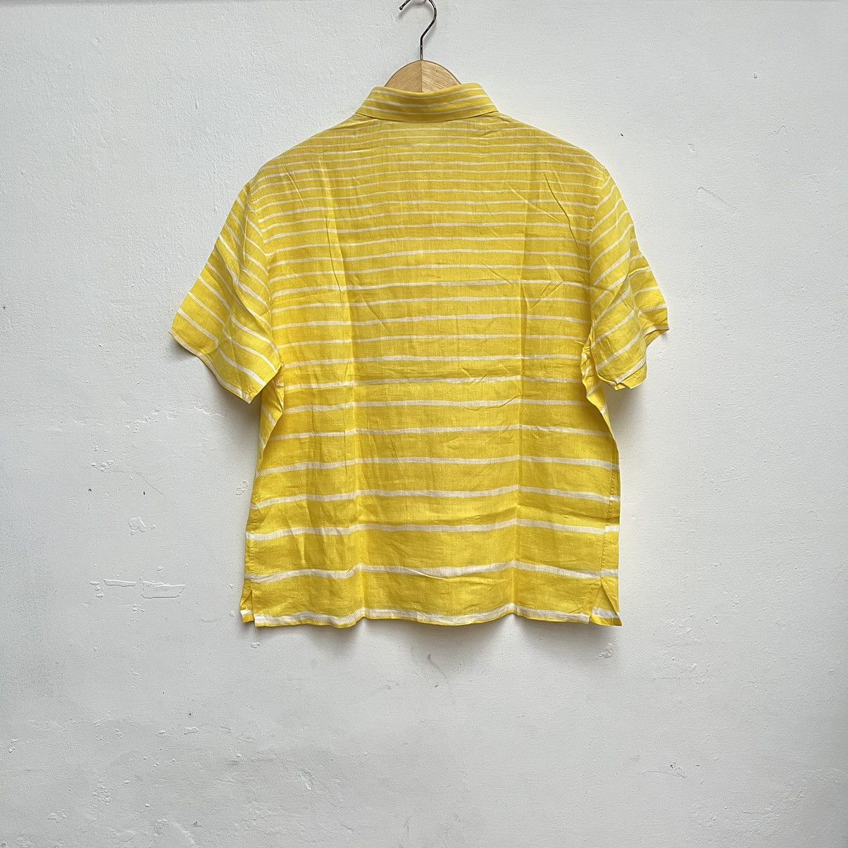 Hermes Vintage Hermes Paris Half Button Ups Linen Shirt Yellow Size US L / EU 52-54 / 3 - 2 Thumbnail