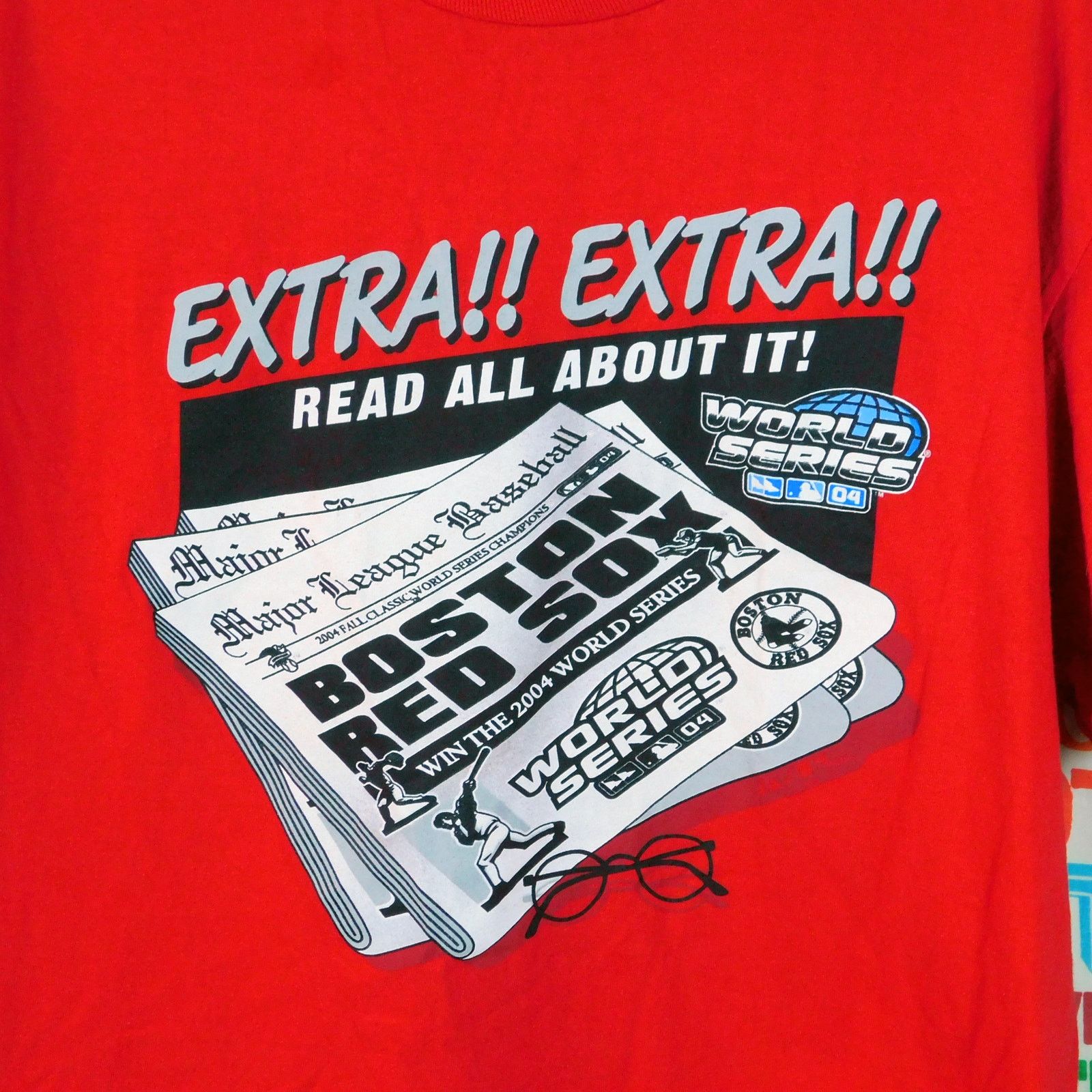 MLB Boston Red Sox 2004 World Series Newspaper Graphic T Shirt L Size US L / EU 52-54 / 3 - 4 Thumbnail