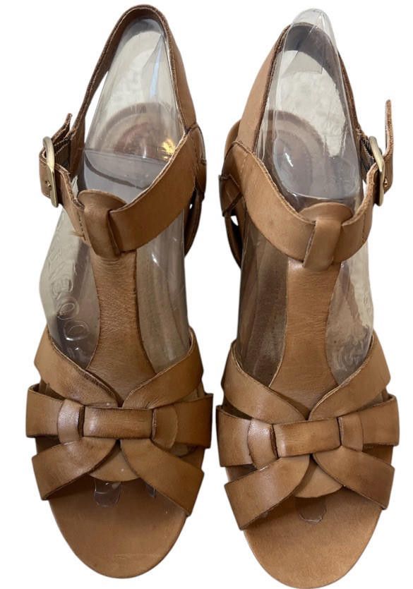 Clarks Clarks Artisan Wedge Sandals Size 6.5 Tan Brown Leather Size US 6.5 / IT 36.5 - 1 Thumbnail