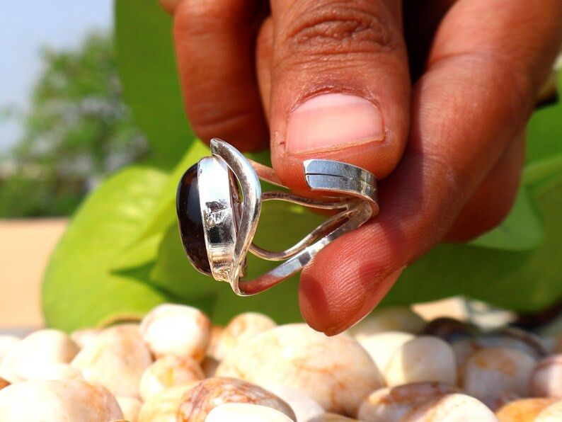 Handmade Smoky Quartz Ring, Handmade 925 Silver Ring, Brown Gemstone Size ONE SIZE - 5 Thumbnail