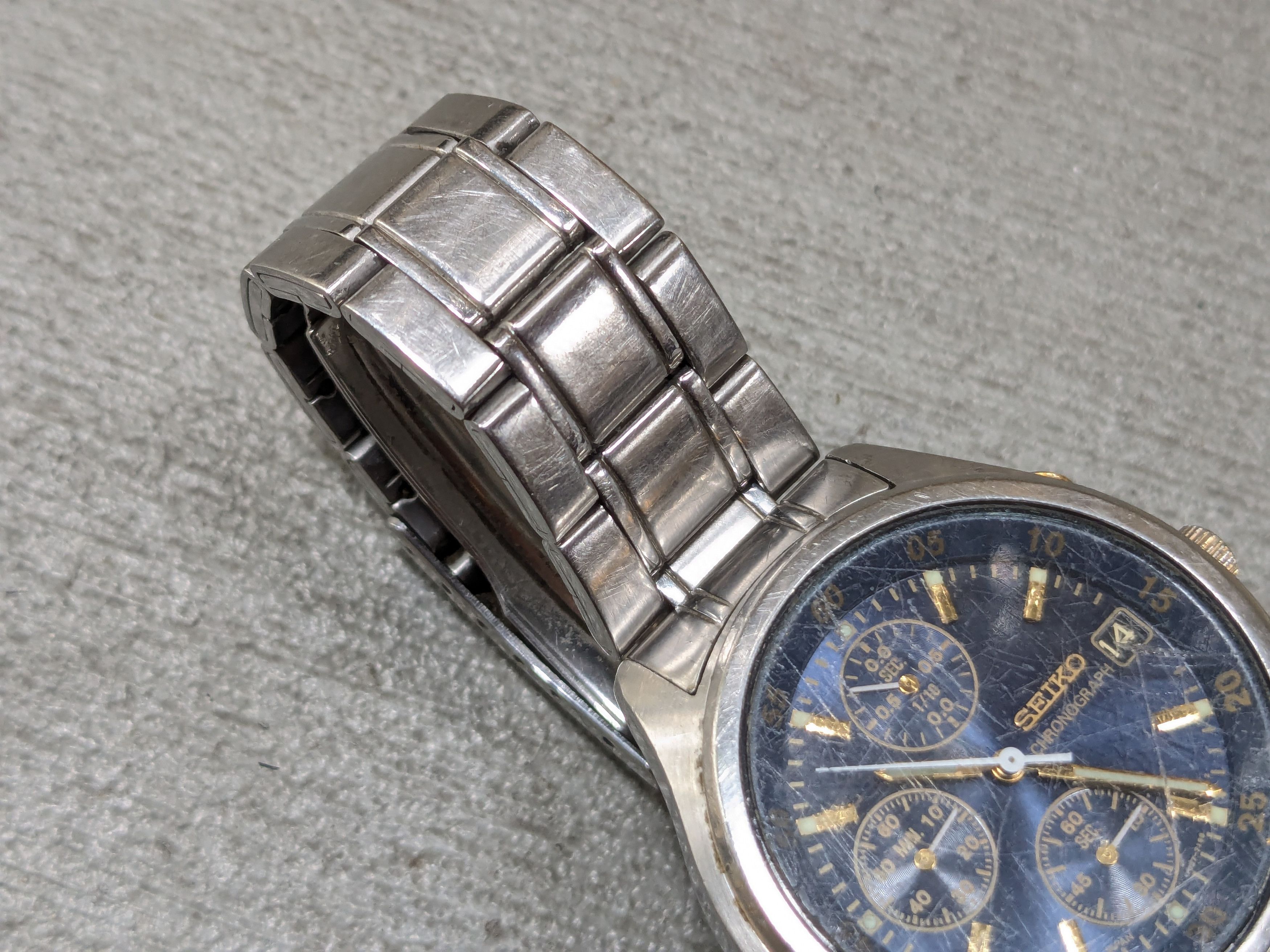 Seiko Vintage SEIKO V657-7100 Chronograph Watch Blue Steel Size ONE SIZE - 3 Thumbnail