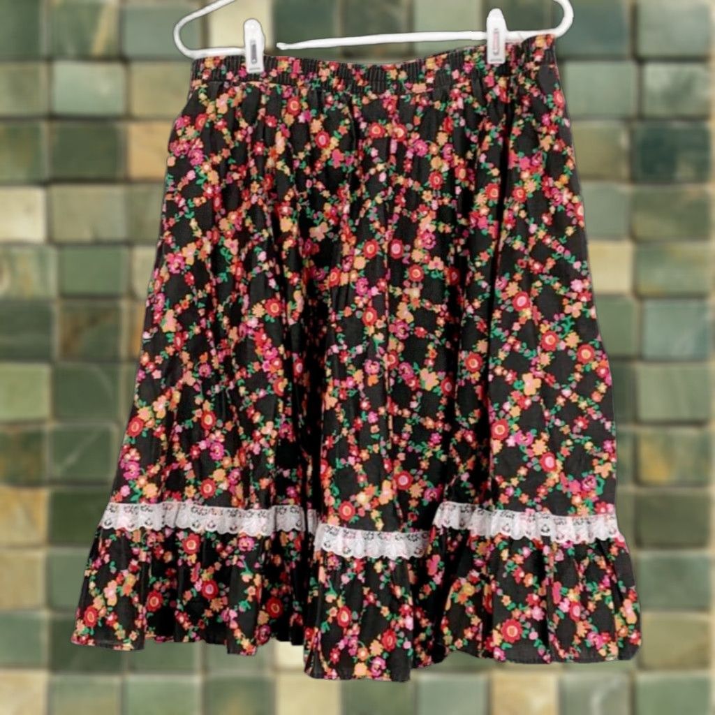 Vintage VINTAGE Malco Modes Floral Square Dancing Western Prairiecore Skirt L Size 36" / US 14 / IT 50 - 1 Thumbnail