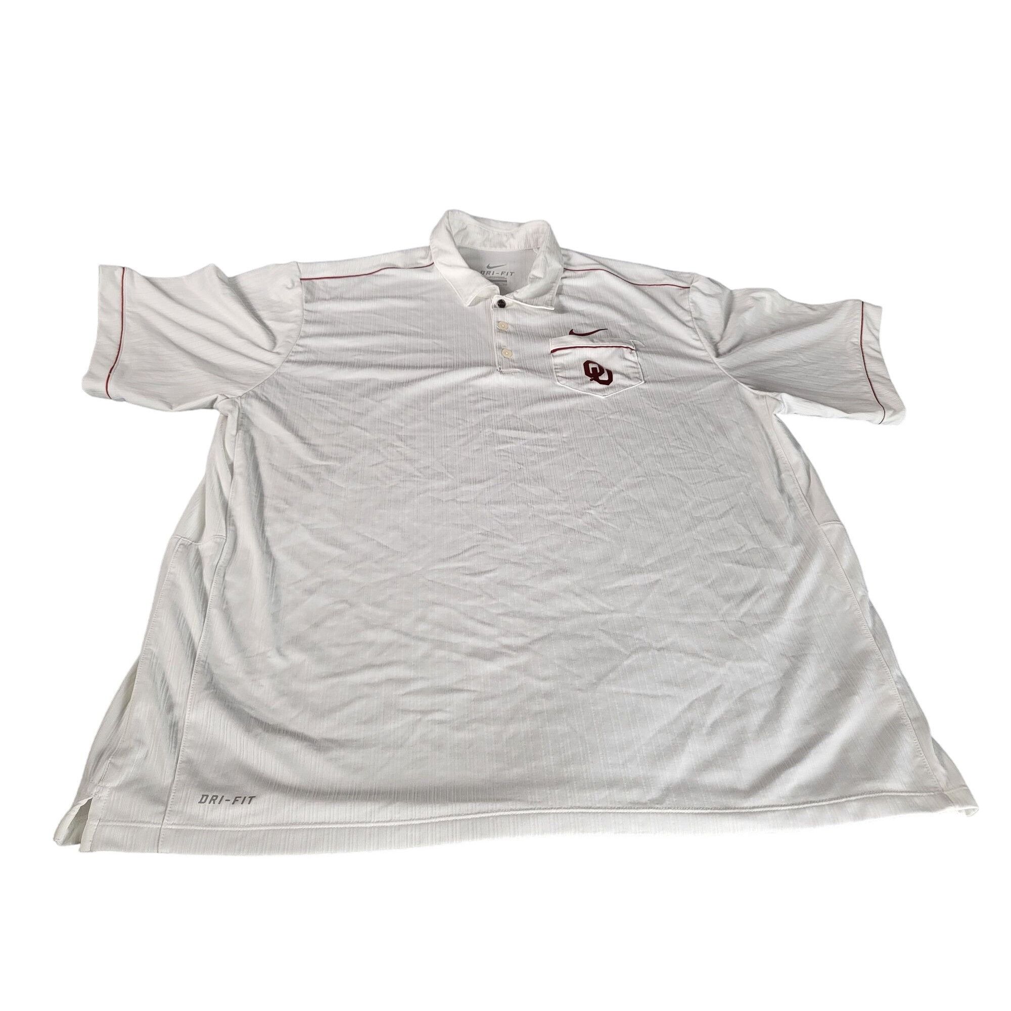 Nike Oklahoma Sooners Nike Polo Men Sz XXL Dri Fit White Maroon C Size US XXL / EU 58 / 5 - 1 Thumbnail
