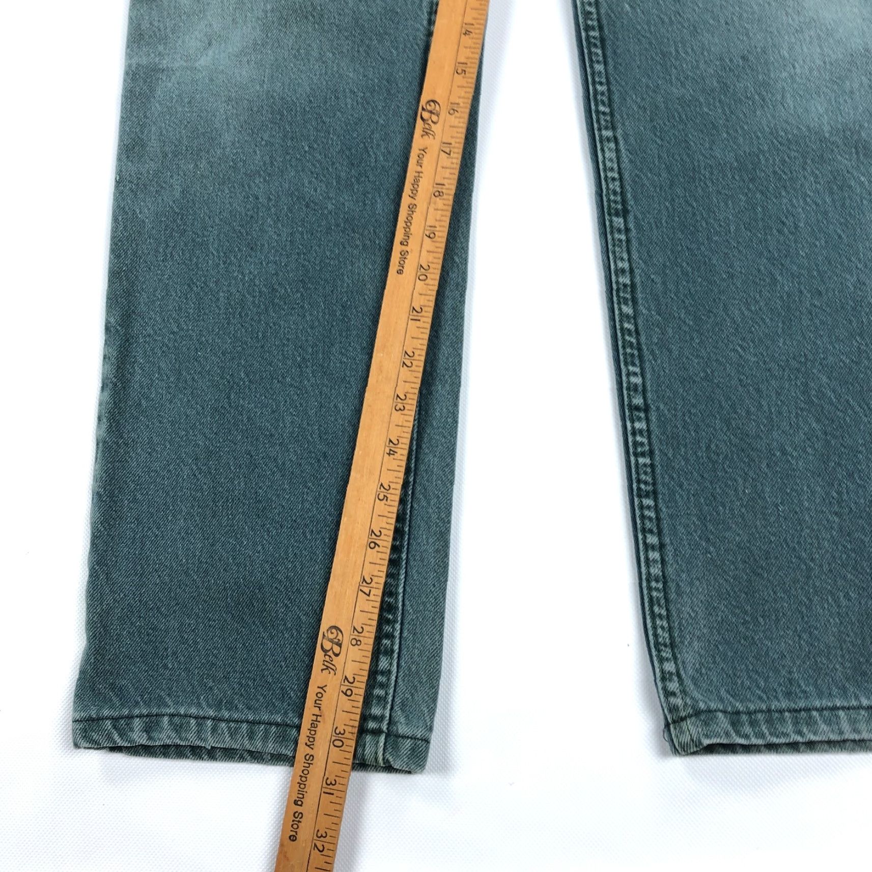 Vintage VINTAGE LL Bean Jeans Mens 35x32 Green Denim Straight 5-Pocket 90s Vintage Green Jeans Regular Mens Size US 35 - 2 Thumbnail