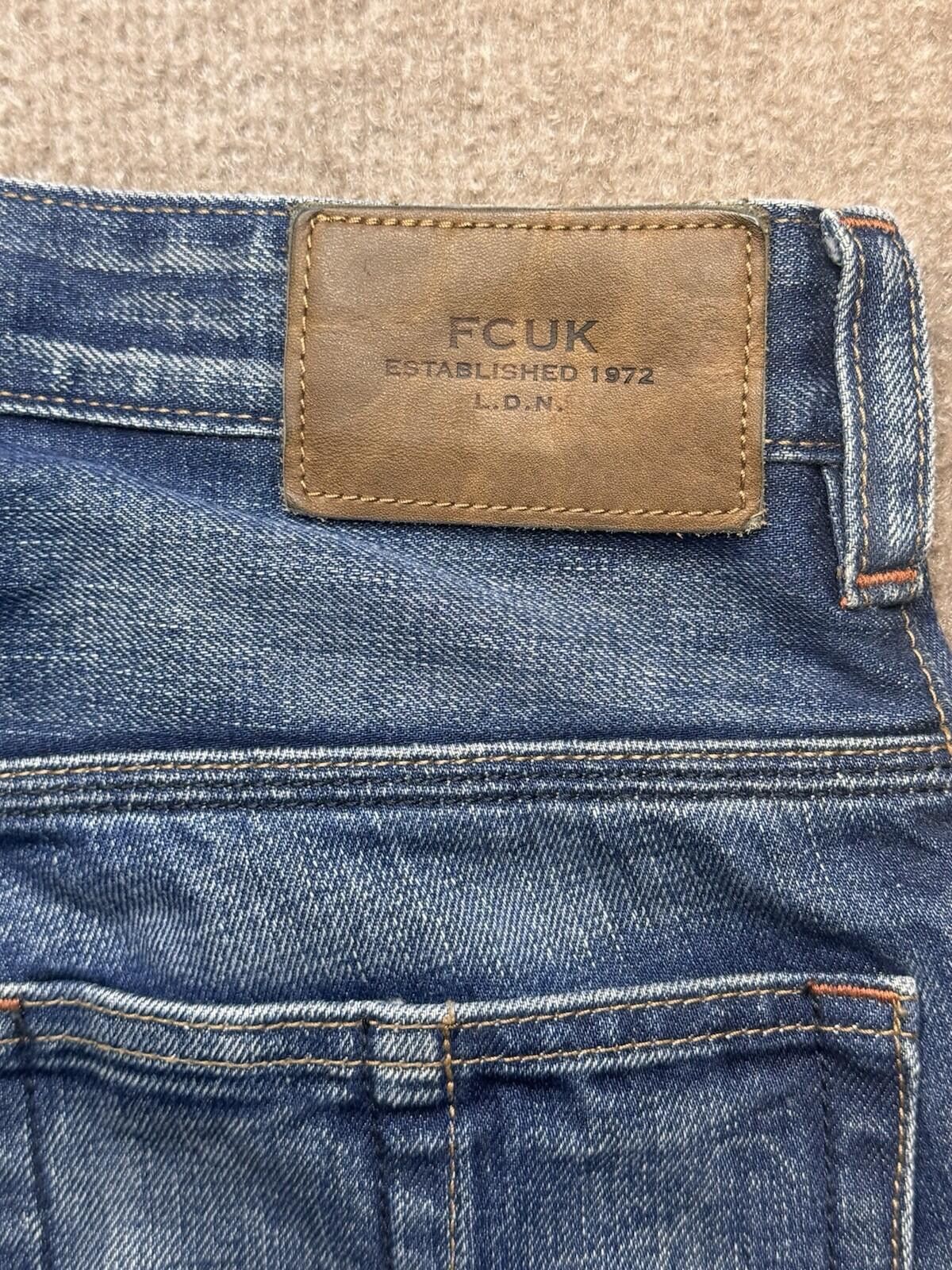 French Connection FCUK Jeans Wide Leg Mens 28 French Conn Blue Button Fly 751 Size US 28 / EU 44 - 10 Thumbnail