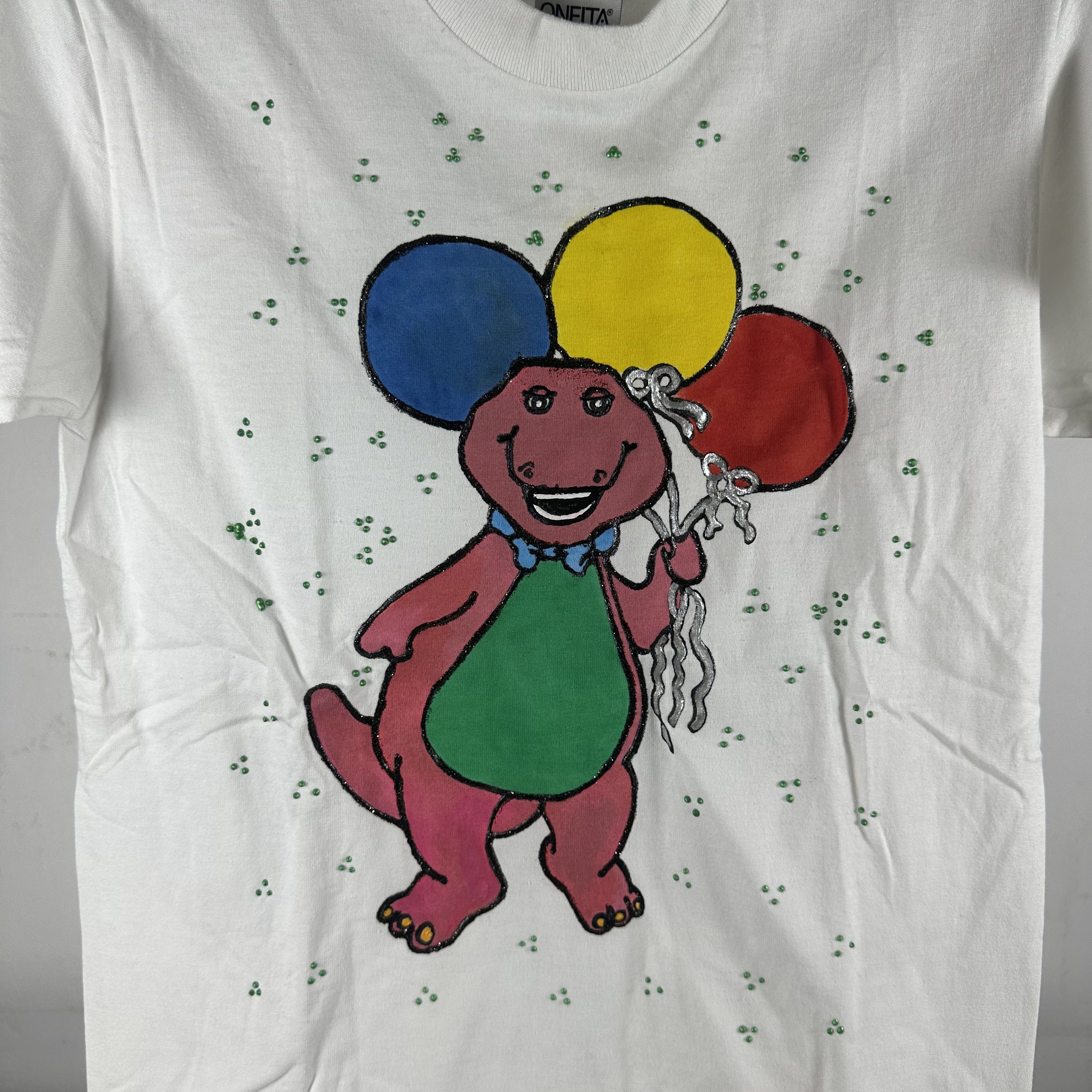 Vintage Vintage 90s Barney the Dinosaur Cartoon Character T-Shirt Size US XS / EU 42 / 0 - 2 Thumbnail