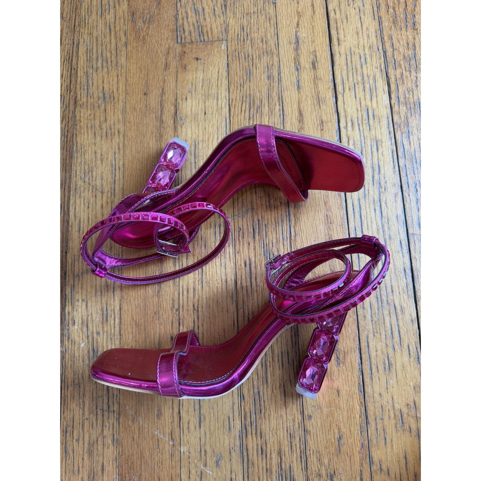 Other Pink Rhinestone Strappy Heel Sandals Shoes Womens Size 8 Size US 8 / IT 38 - 6 Thumbnail