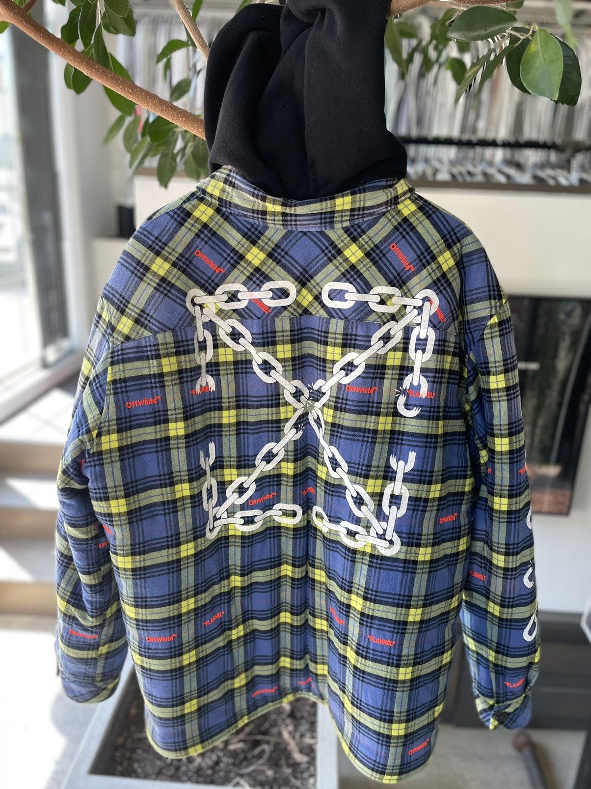 Off-White OFF WHITE Down jacket L Cotton BLU Check