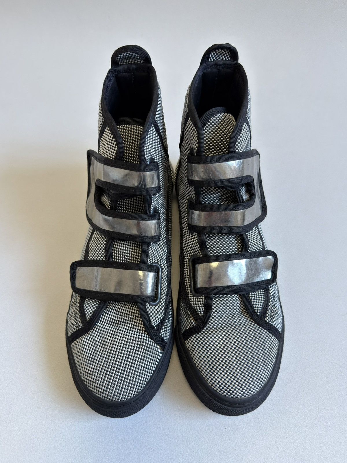Raf Simons A/W 13 ‘Checkerboard Nylon’ Velcro Sneakers Size US 9 / EU 42 - 9 Thumbnail