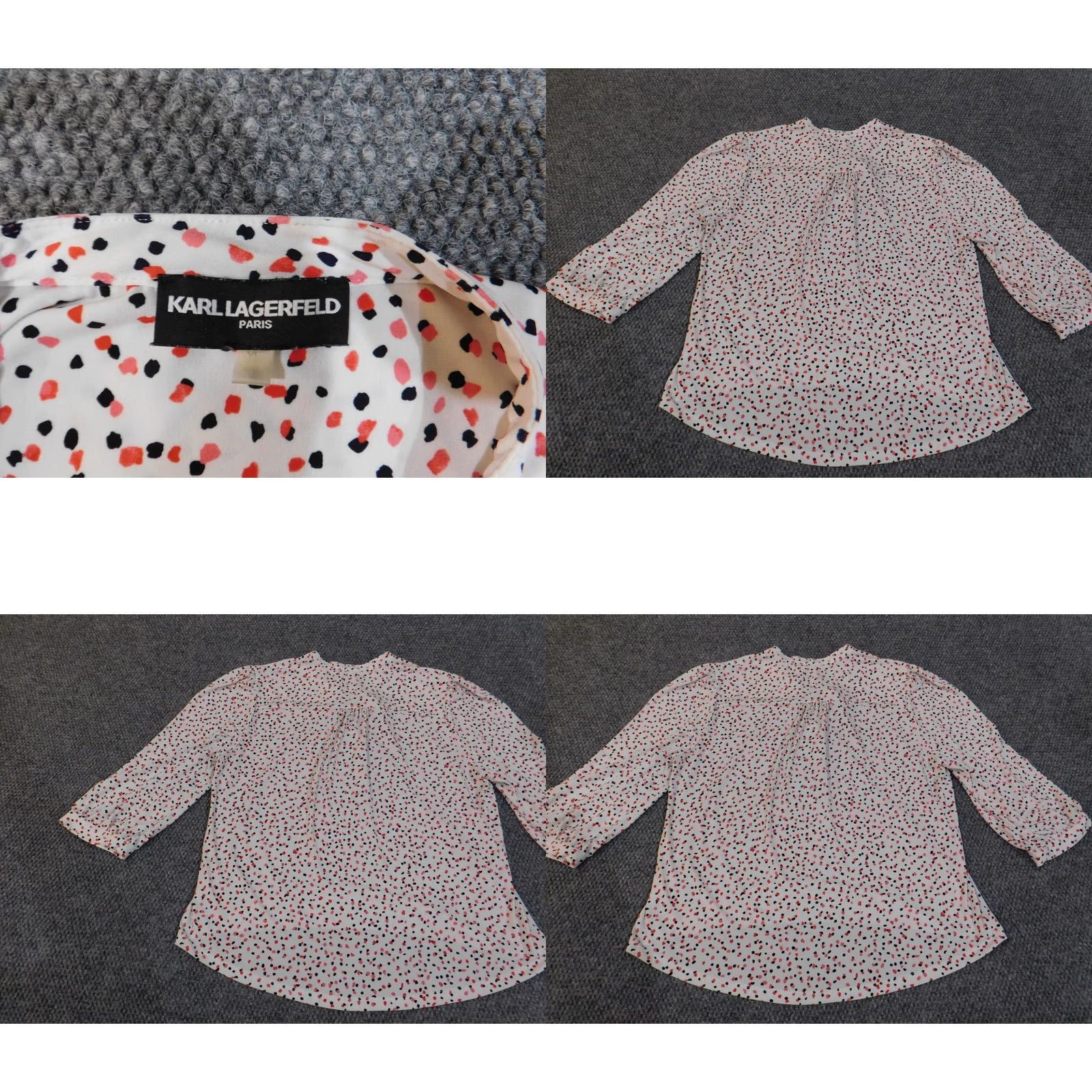Karl Lagerfeld Karl Lagerfeld Blouse Women Top M White Dots Knit V-Neck Button Pullover Casual Size M / US 6-8 / IT 42-44 - 8 Thumbnail