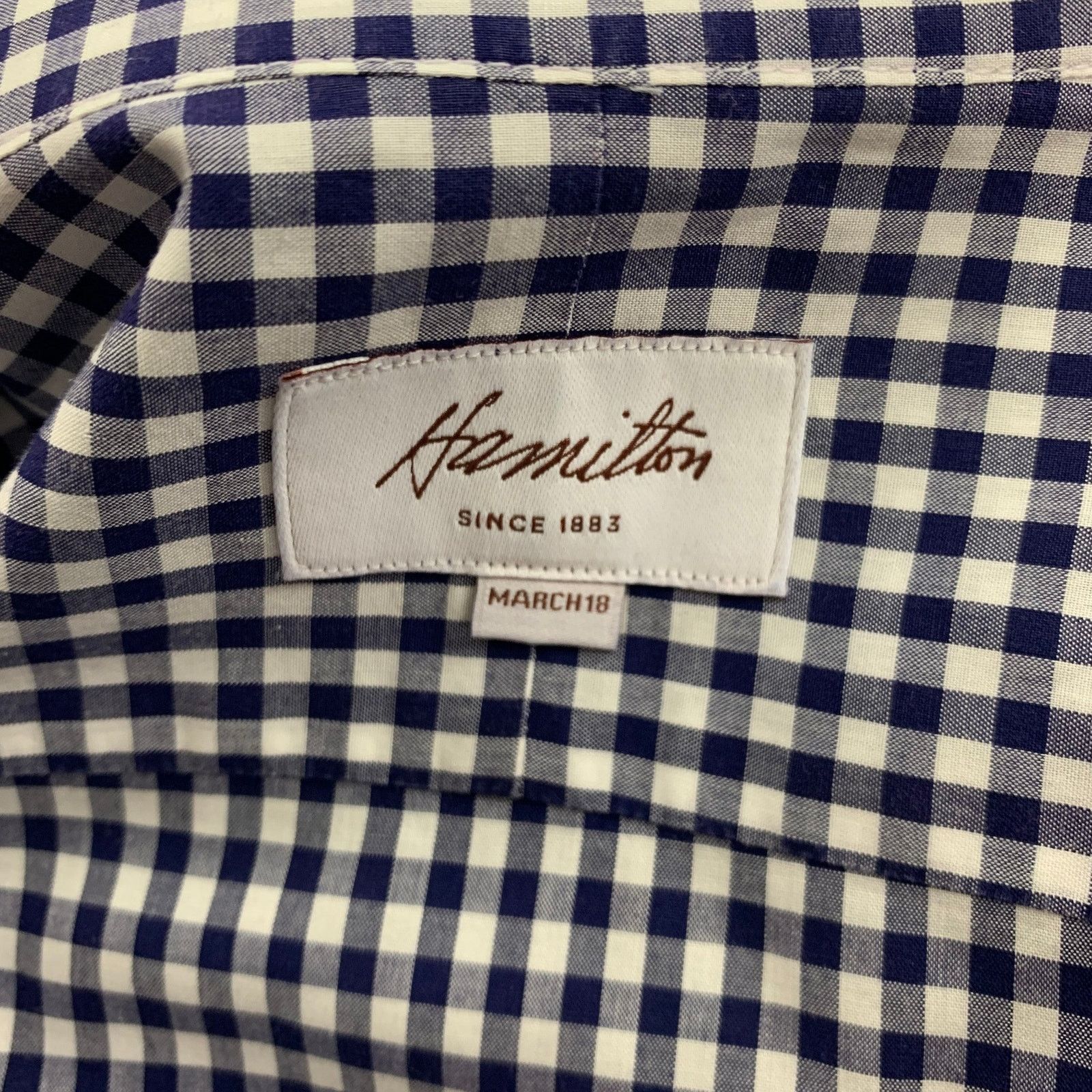 Hamilton HAMILTON Size L Navy White Gingham Long Sleeve Shirt Size US L / EU 52-54 / 3 - 4 Thumbnail