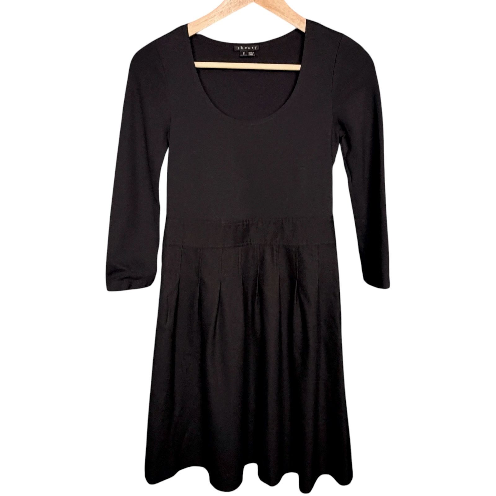 Theory Theory Dress Women's 2 Black Wool Blend Knit L/S Scoop Neck Size XS / US 0-2 / IT 36-38 - 10 Thumbnail