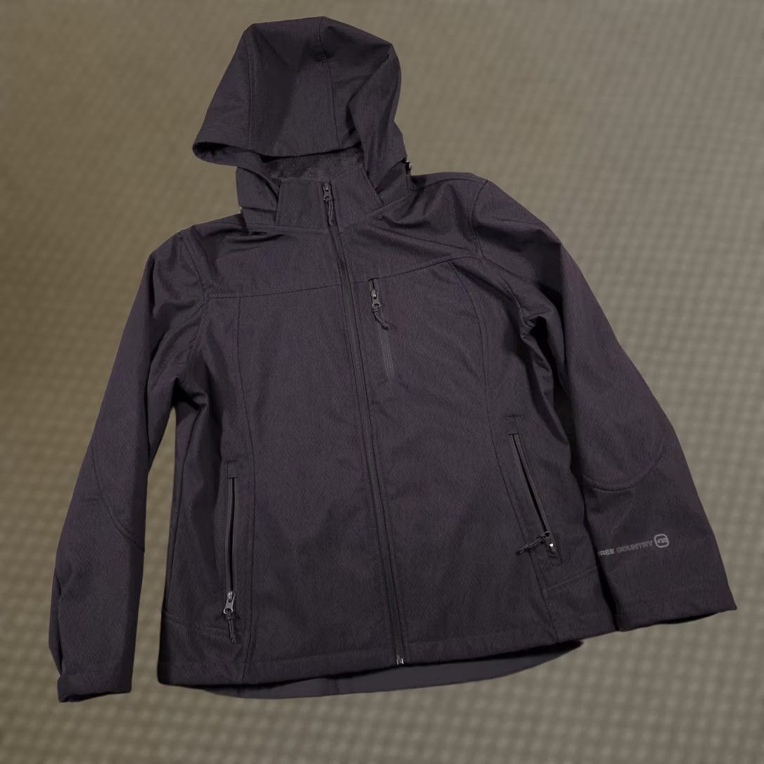 Free Country VINTAGE? No. Free Country Jacket Womens L Gray Softshell Hooded Faux Fur Lined Full Zip Size L / US 10 / IT 46 - 1 Thumbnail