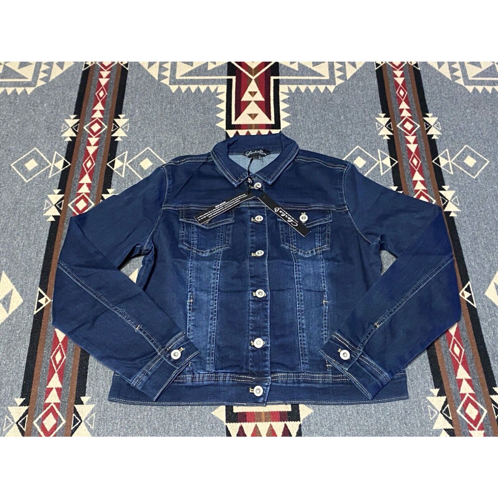 image of Vintage Charlie B Blue Denim Jacket Size M NWT C6302R-431A Womens Cotton T74 in White