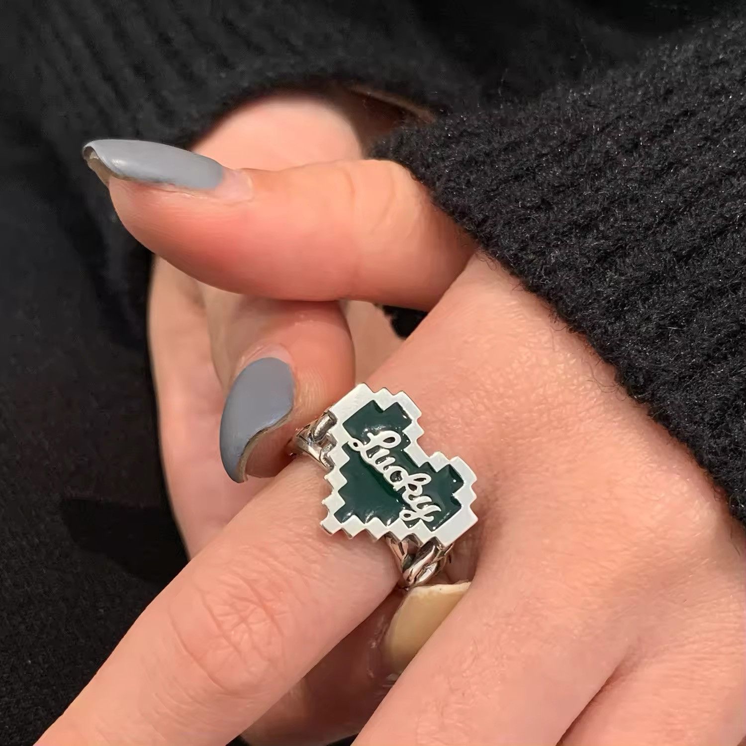 Other Luky Letter Heart Resizeable Ring Size ONE SIZE - 1 Thumbnail