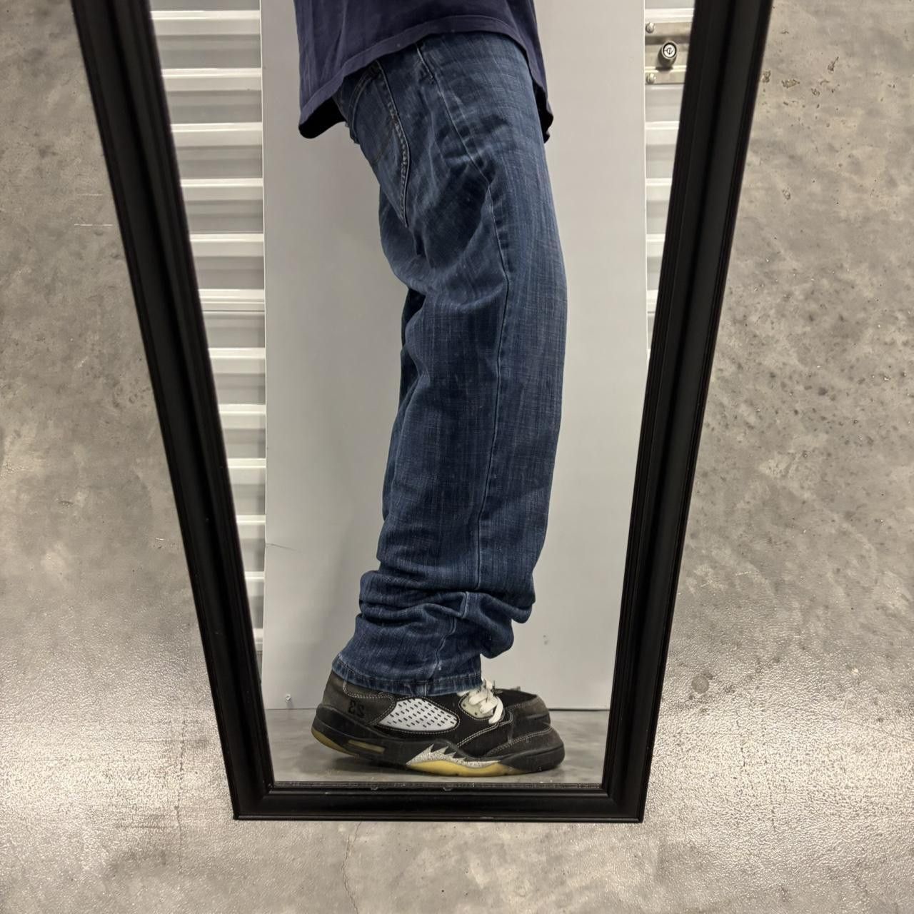 Japanese Brand × Vintage Crazy Vintage Y2K:2000s Grunge Dark Blue Wash Denim Jeans! Size US 33 - 2 Thumbnail