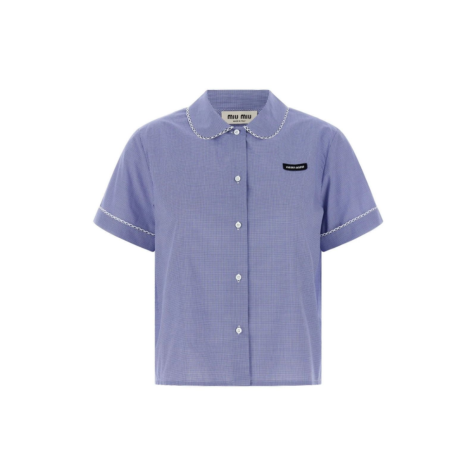 MIU MIU Micro Vichy Blue Cotton Shirt New & Authentic (Women