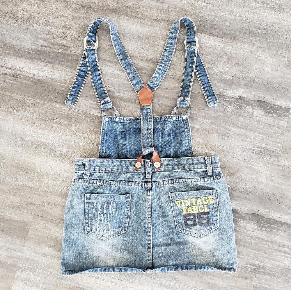 Designer Denim Distressed Vintage 86 Overall Mini Size 32" / US 10 / IT 46 - 2 Thumbnail