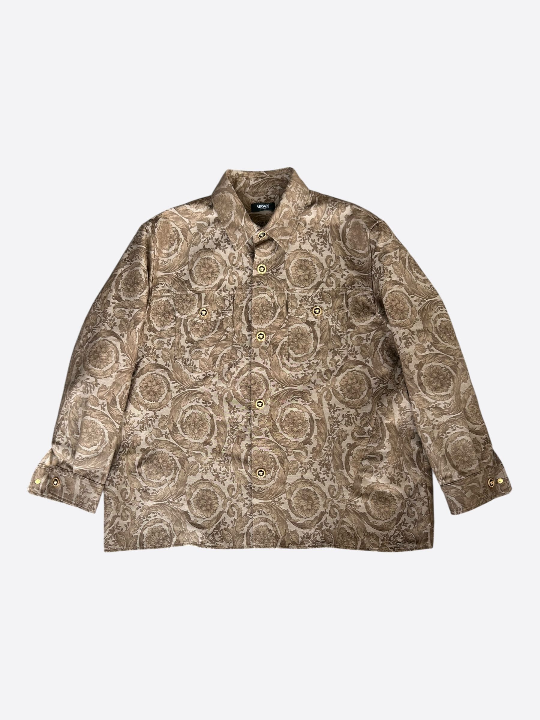 Versace Versace Brown Barocco Jacquard Overshirt Size US XXL / EU 58 / 5 - 1 Thumbnail