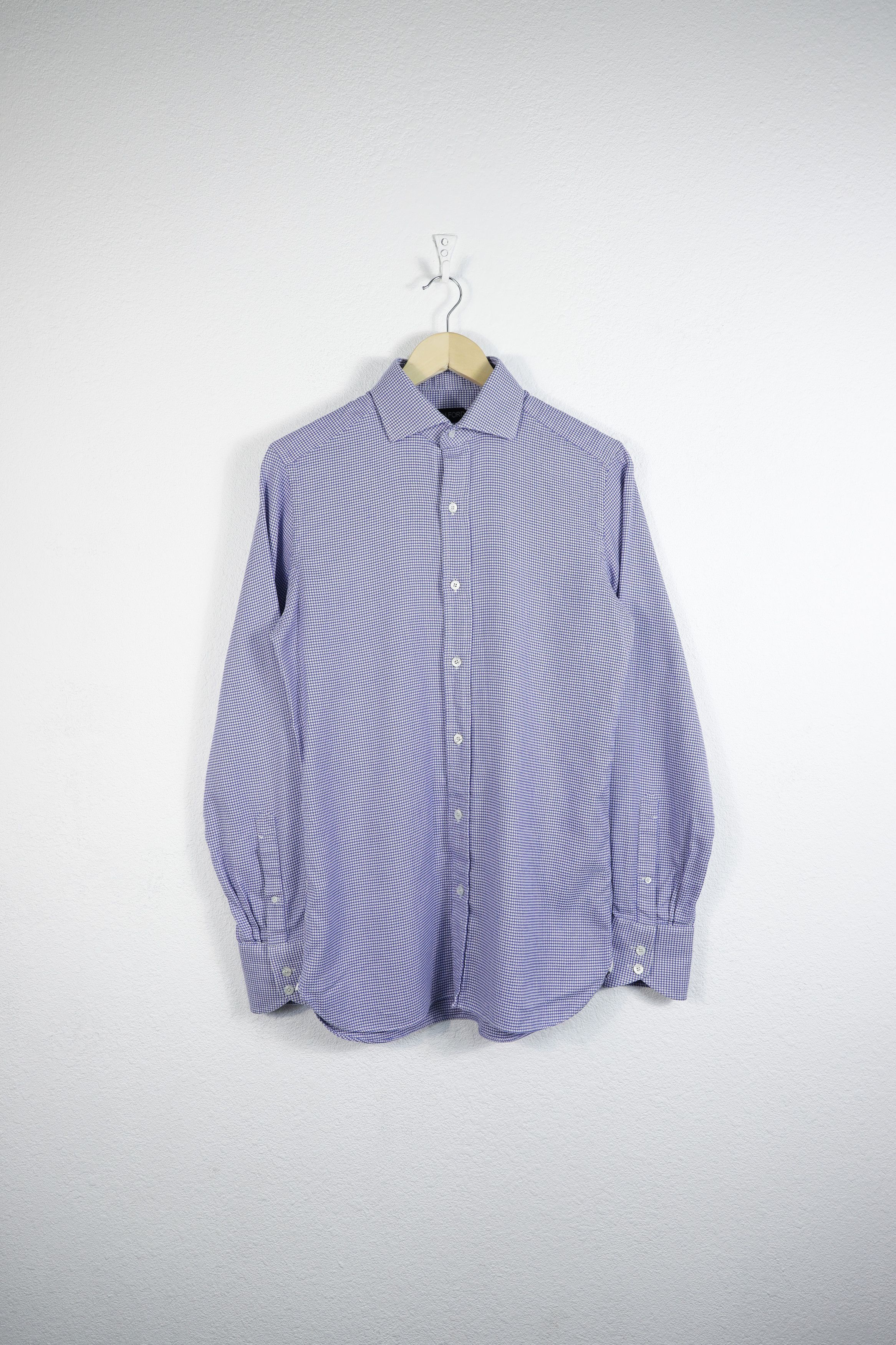 Tom Ford Tom Ford Blue White Knit Cotton Dress Formal Shirt 39 Size US M / EU 48-50 / 2 - 1 Thumbnail
