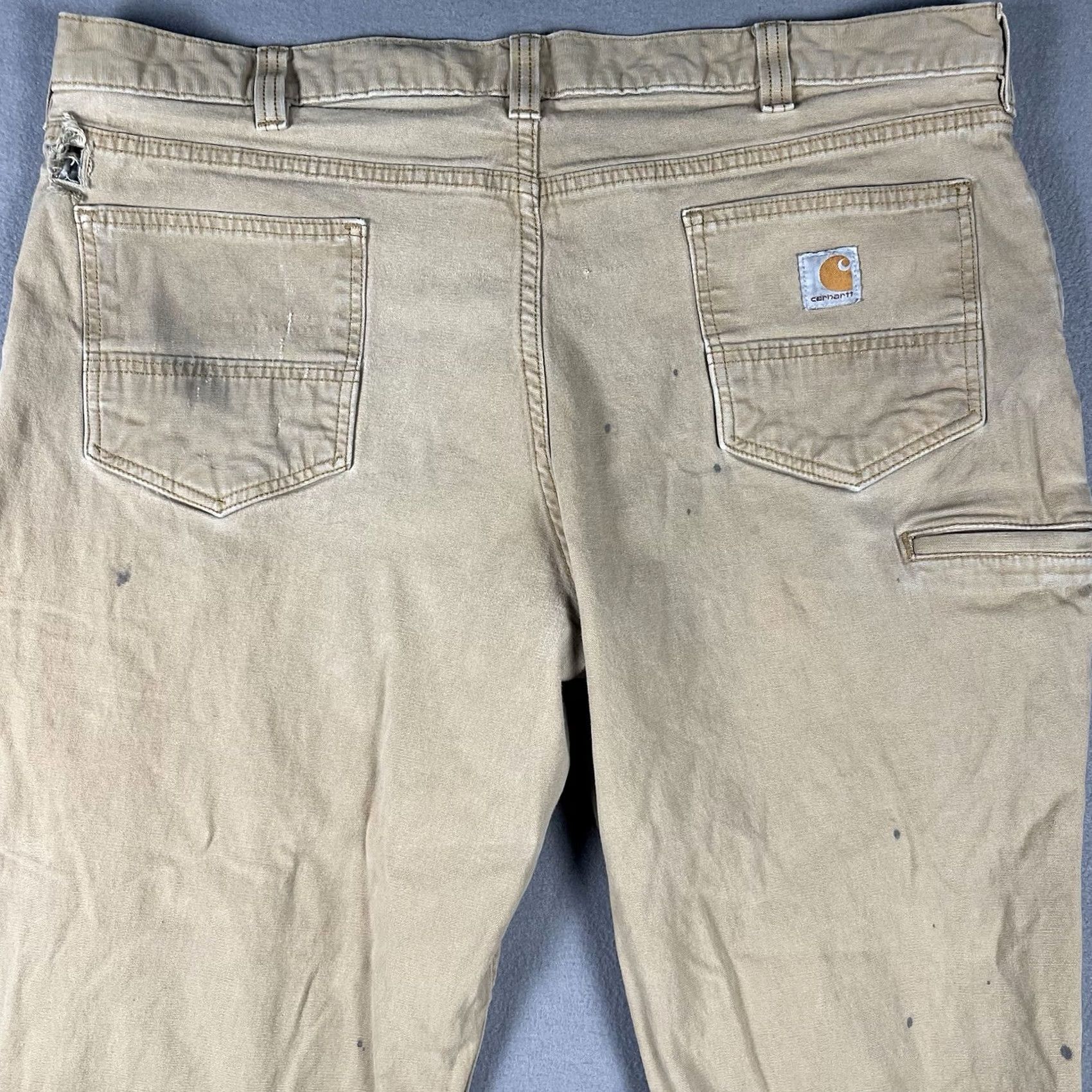 Carhartt Carhartt Jeans Mens 42x30 Relaxed Fit Distressed Brown Canvas 5-Pocket Workwear 102517-918 Size US 42 / EU 58 - 4 Thumbnail