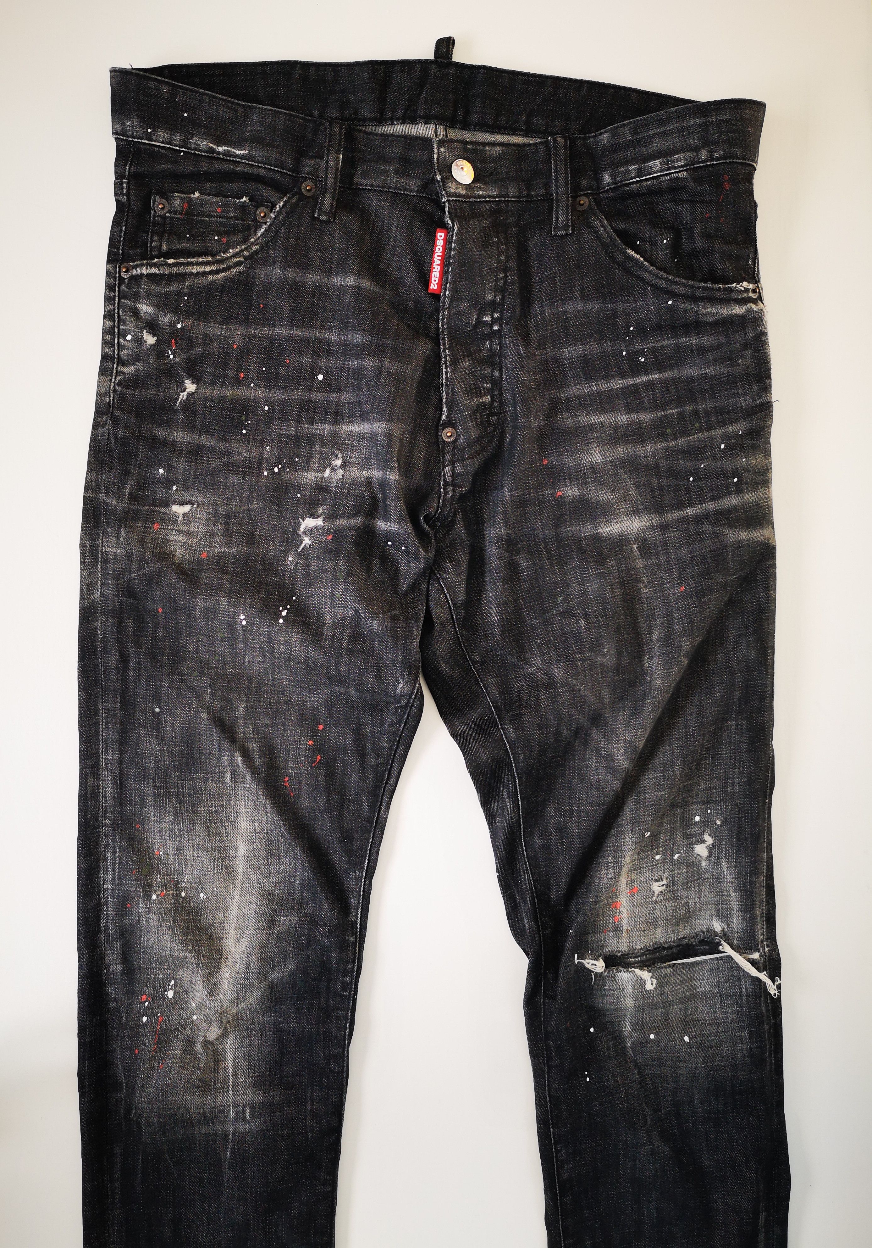Dsquared2 DSQUARED2 24' BLACK USED DENIM PAINTED COOL GUY JEANS GR. 48 Size US 32 / EU 48 - 12 Thumbnail