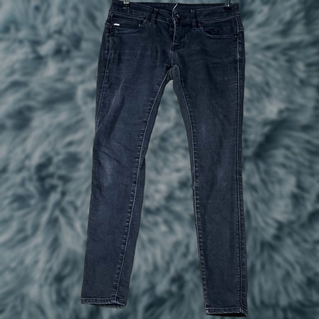 G-Star G-Star Jeans Womens 29 Slander Zip Low Super Skinny Denim Black Midge Model Stars Classic Size 29" - 1 Thumbnail