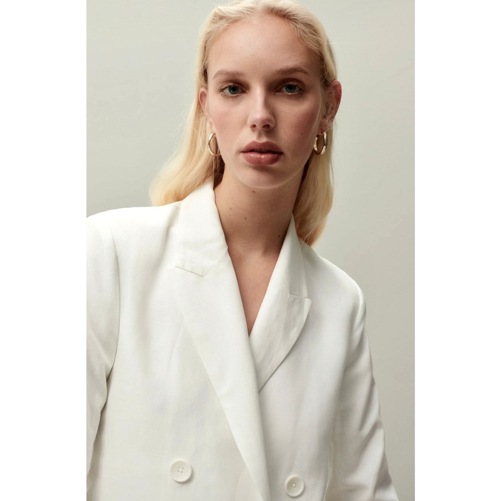 PIOMBO Piombo Womens Double Breasted Blazer White 10 Size L / US 10 / IT 46 - 4 Thumbnail