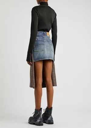Balenciaga o1y0625 Midi Skirt in Brown/Black Size 27" / US 4 / IT 40 - 4 Thumbnail