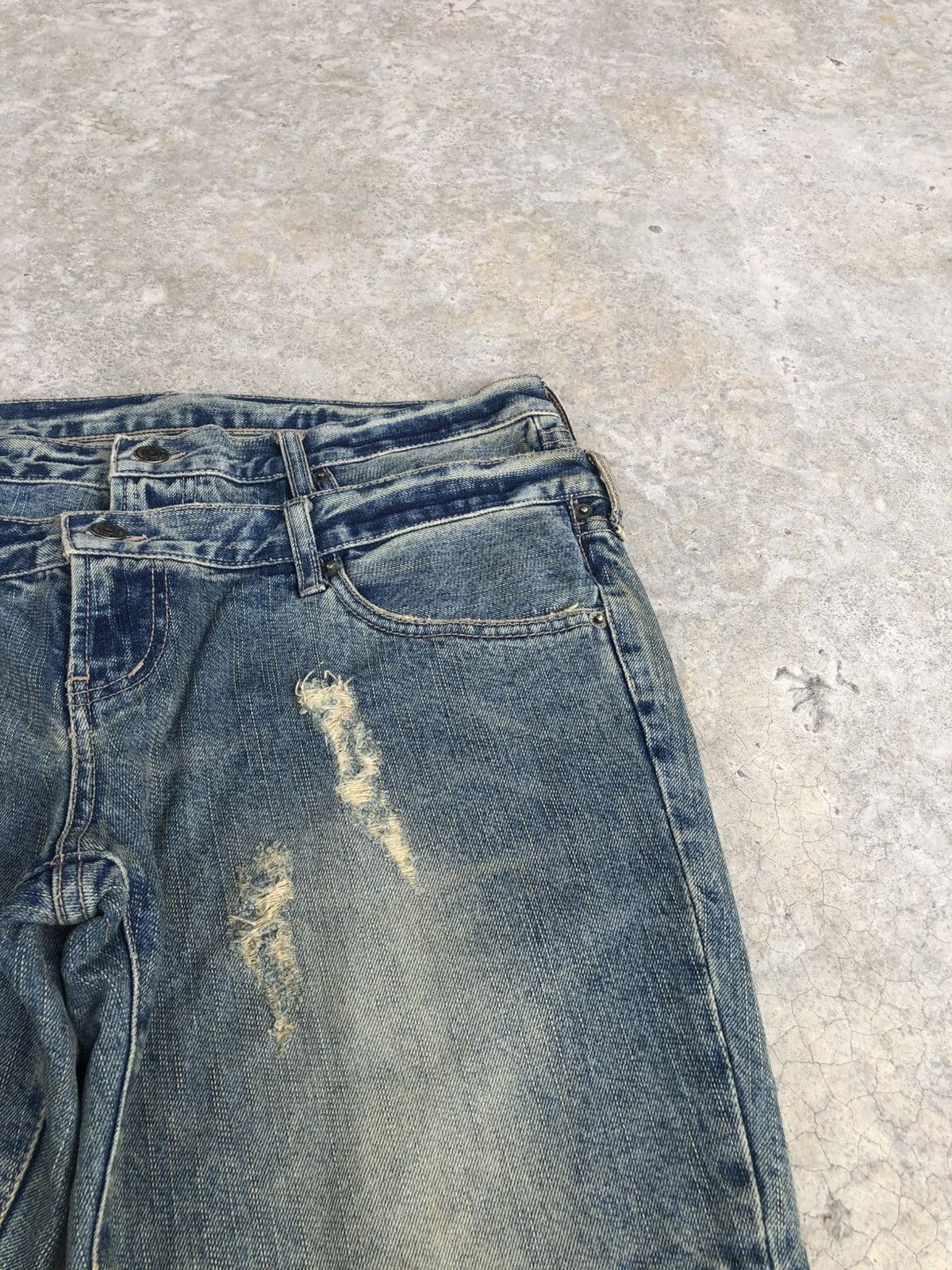 PPFM Japanese PPFM Double Waist Distressed Jeans Size US 35 - 14 Thumbnail