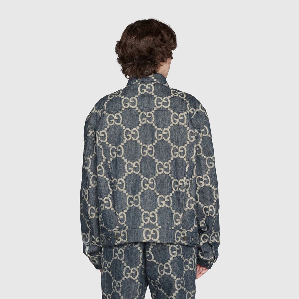Gucci o1mt1gz0725 Jumbo GG Denim Jacket in Blue/Ivory Size US XXL / EU 58 / 5 - 4 Thumbnail