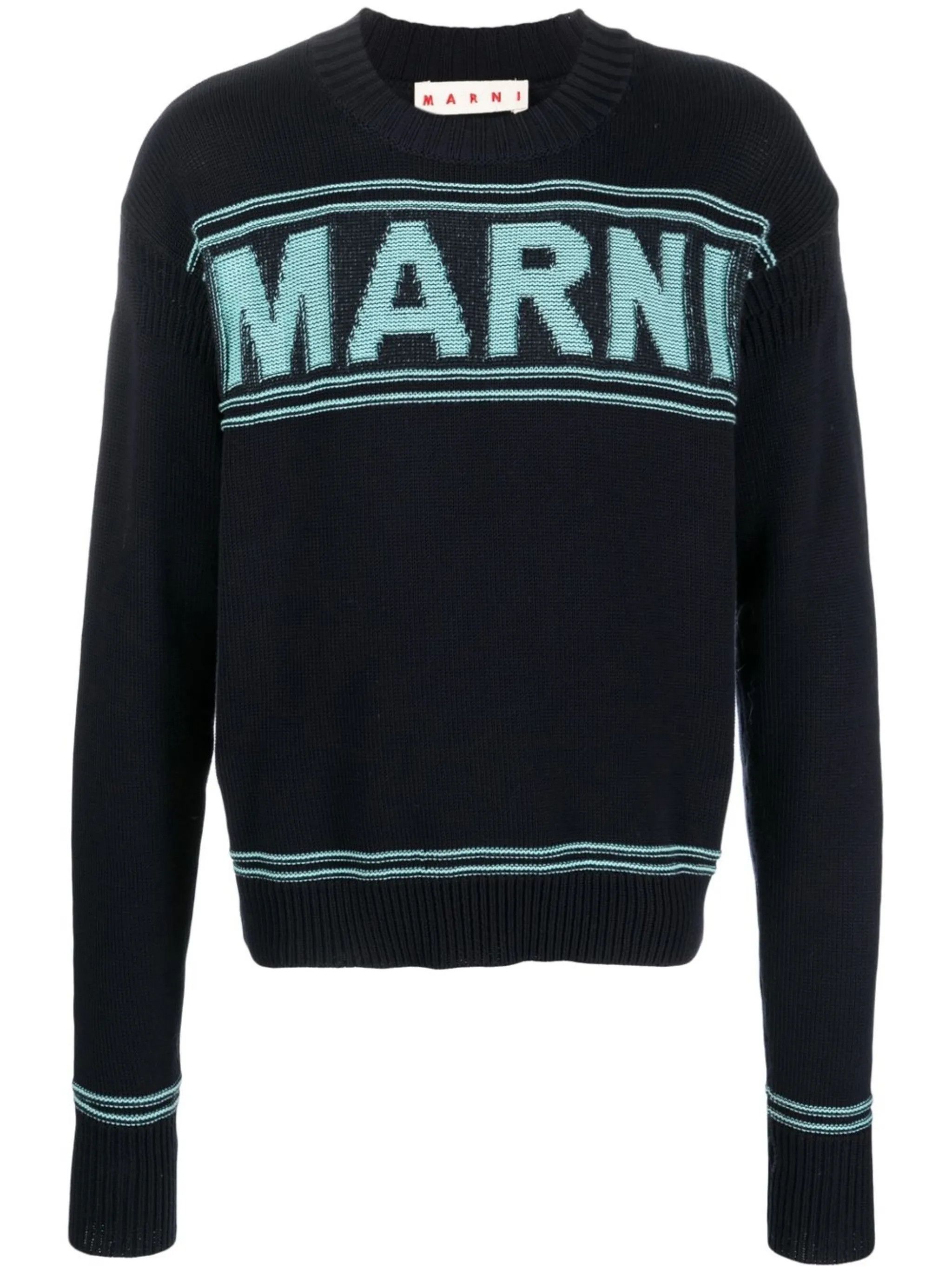 Marni o1y0225 Logo Crewneck Sweater in Navy Size US L / EU 52-54 / 3 - 1 Thumbnail