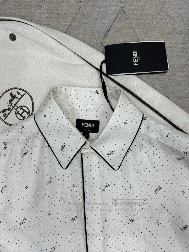 Fendi Fendi size 37 Logo Embellished Silk Shirt, Spring/Summer Co Size US XXS / EU 40 - 2 Thumbnail