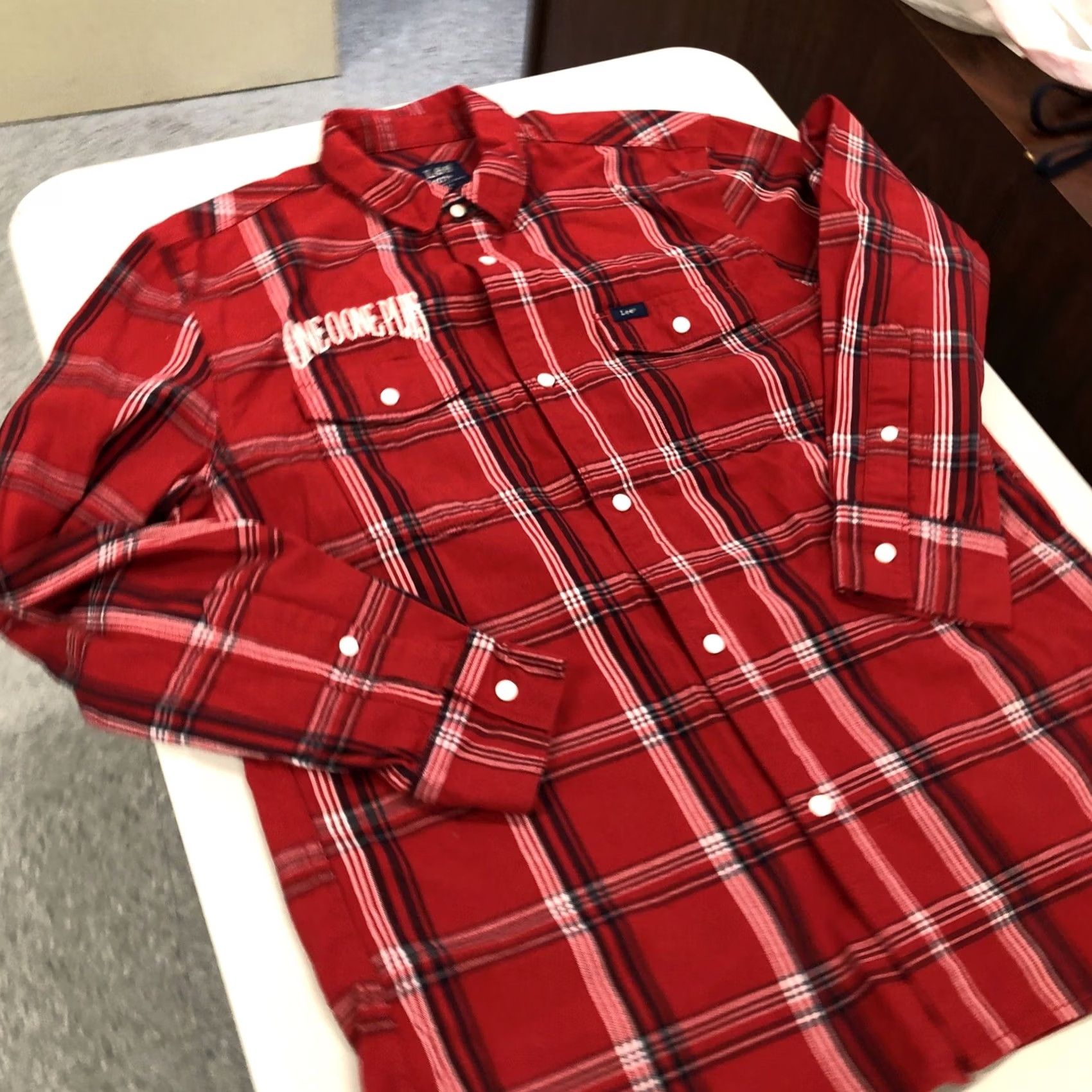 Lee VINTAGE Lee 101 Western Shirt Mens L Lava Red Plaid Embroidered Long Sleeve Button-Up Pockets Cad Western Theme Mens Size US L / EU 52-54 / 3 - 7 Thumbnail
