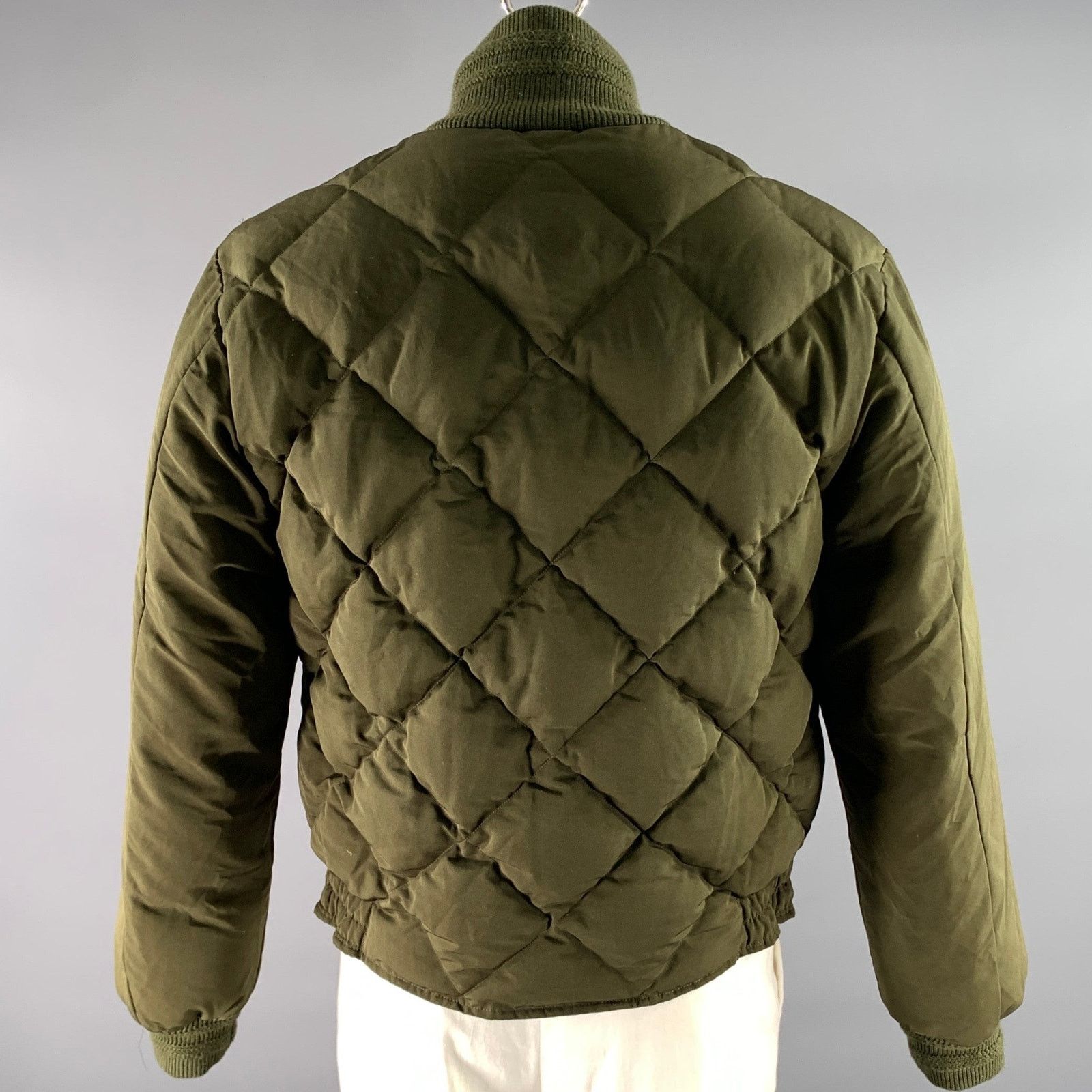 BRUT Archive BRUT XL Green Olive Quilted Down Polyester Bomber Jacket Size US XL / EU 56 / 4 - 4 Thumbnail