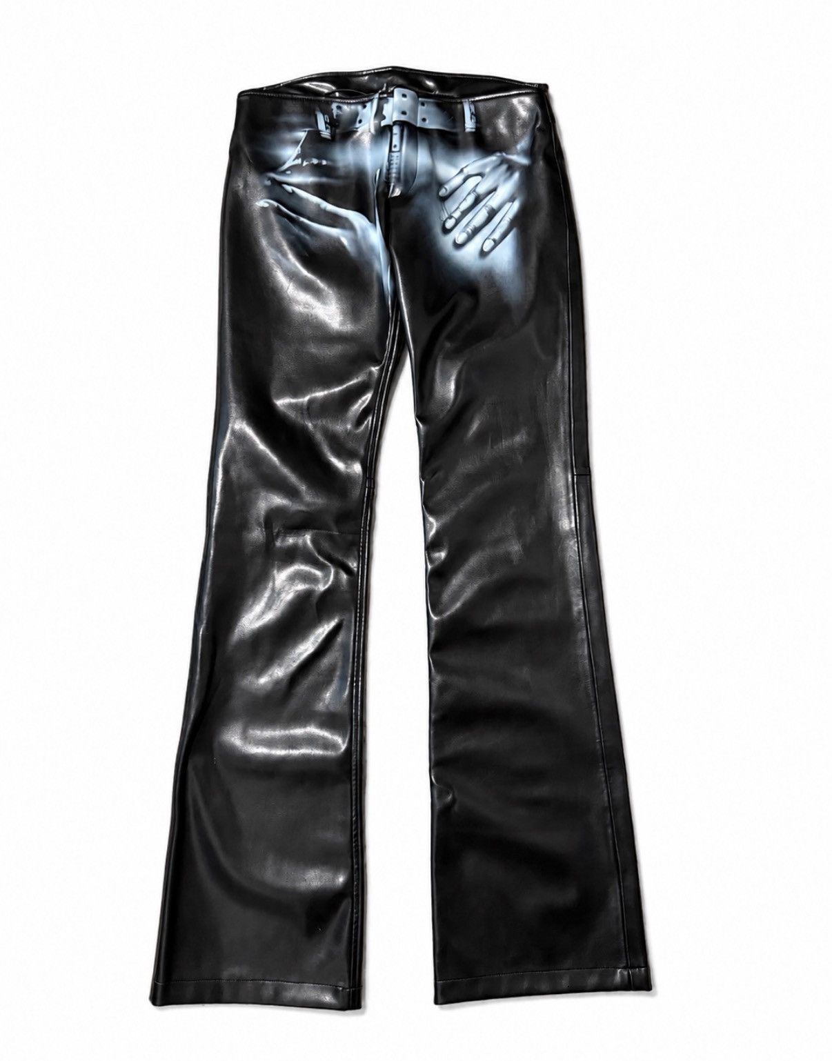 Mowalola Airbrush Hand Leather Flare Pants