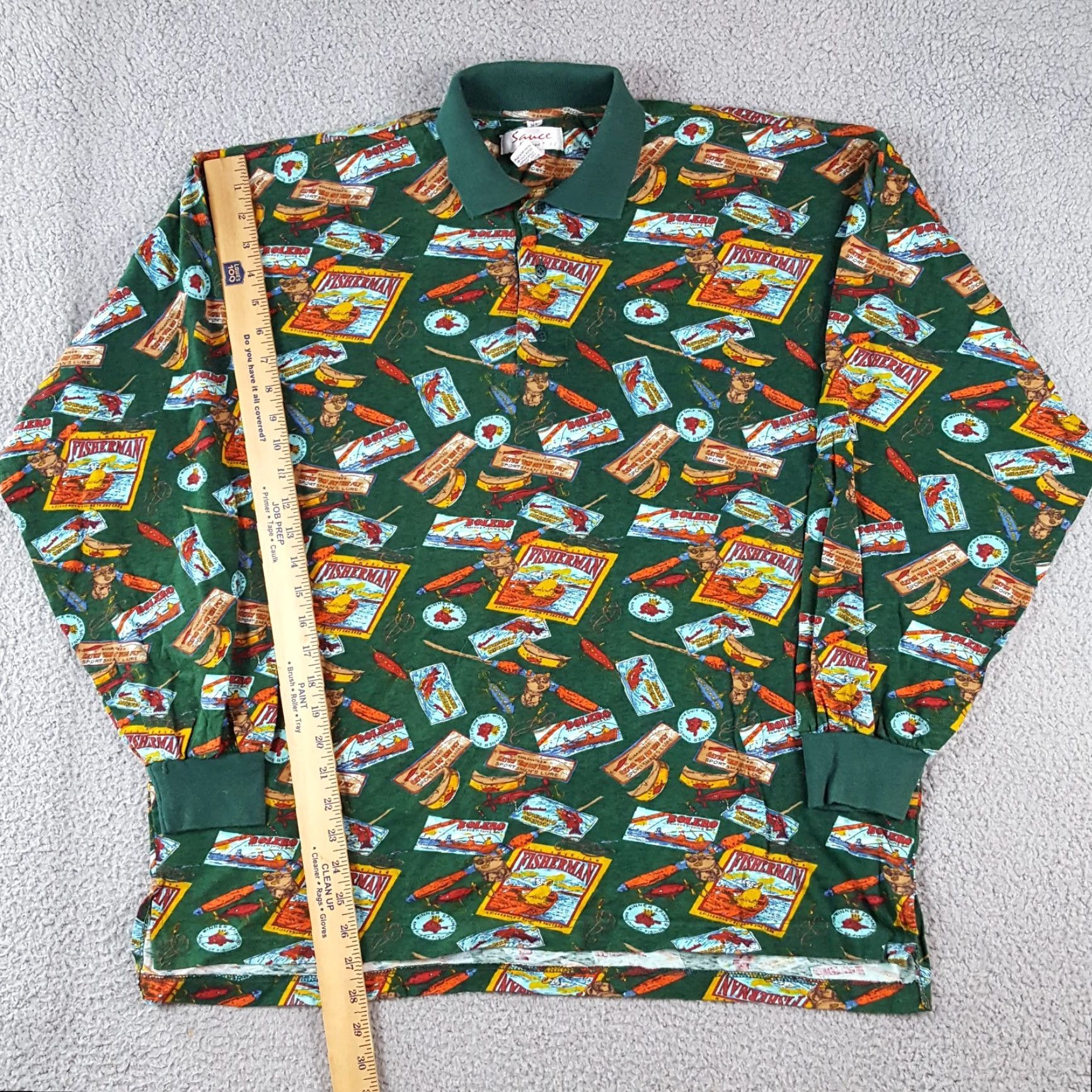Vintage VINTAGE Sauce Polo Shirt Shirt XL Green Fisherman All Over Print Button Collar Polo Shirt 90s Outdoor Fashion Size US XL / EU 56 / 4 - 8 Thumbnail