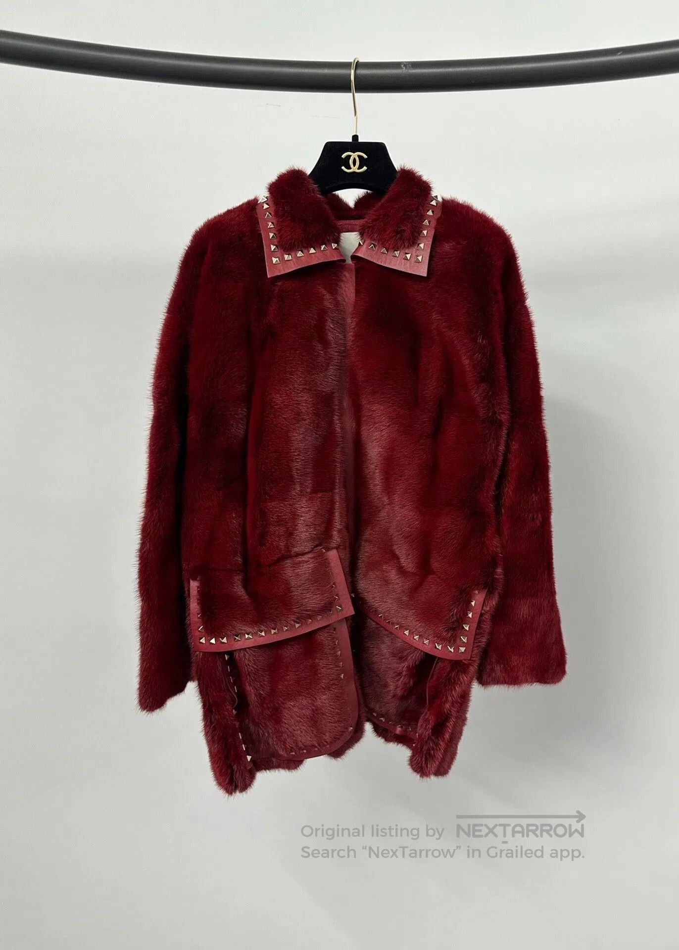 Valentino Valentino Red Rivet Fur Coat. Size S / US 4 / IT 40 - 1 Thumbnail
