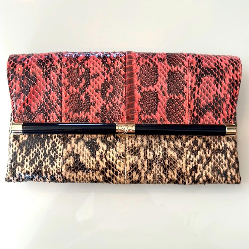 Diane von Furstenberg Diane von Furstenberg DVF Snakeskin Envelope Clutch Coral Size ONE SIZE - 1 Thumbnail