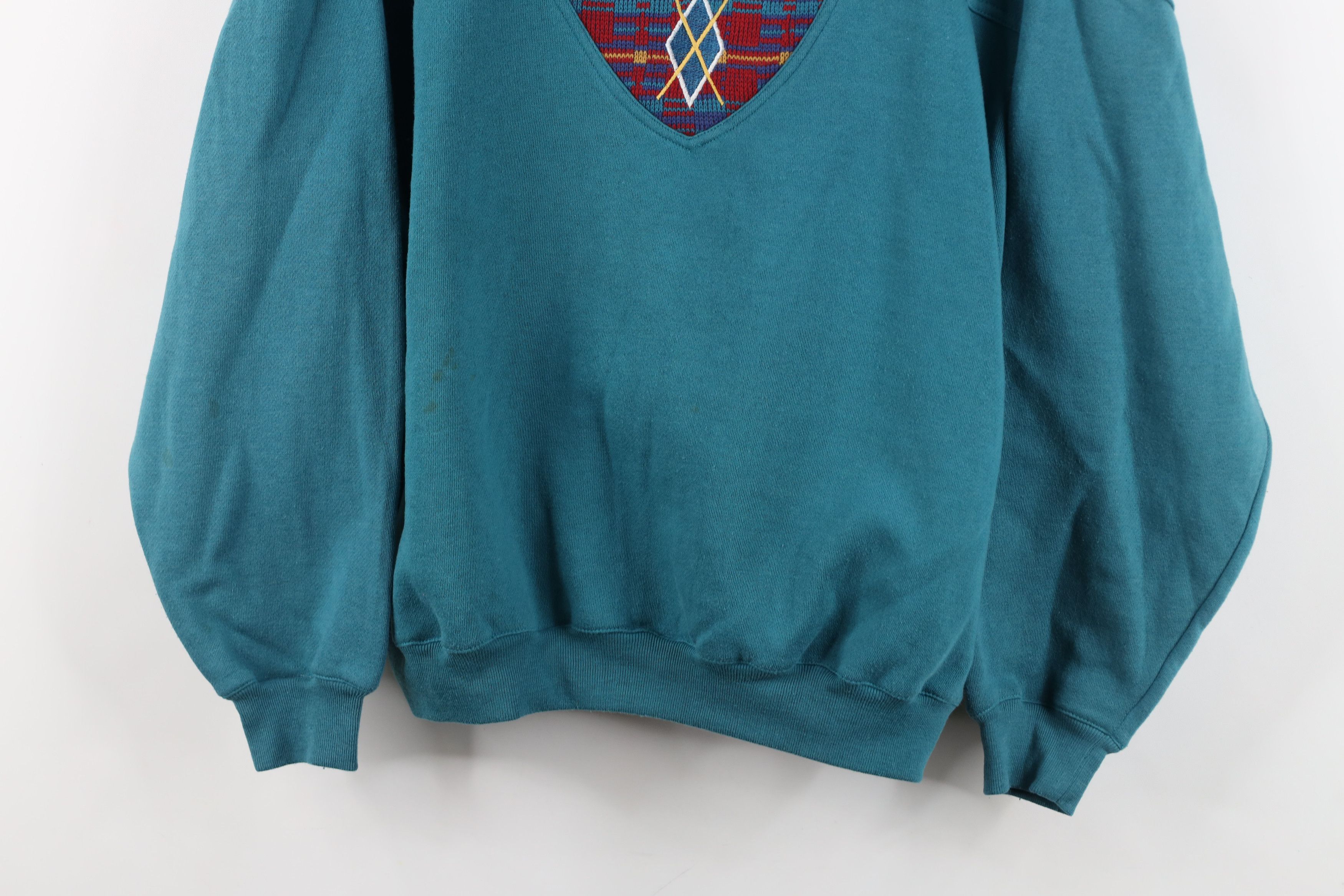 Vintage Vintage 90s Streetwear Argyle Diamond Cropped Sweatshirt Size L / US 10 / IT 46 - 3 Thumbnail