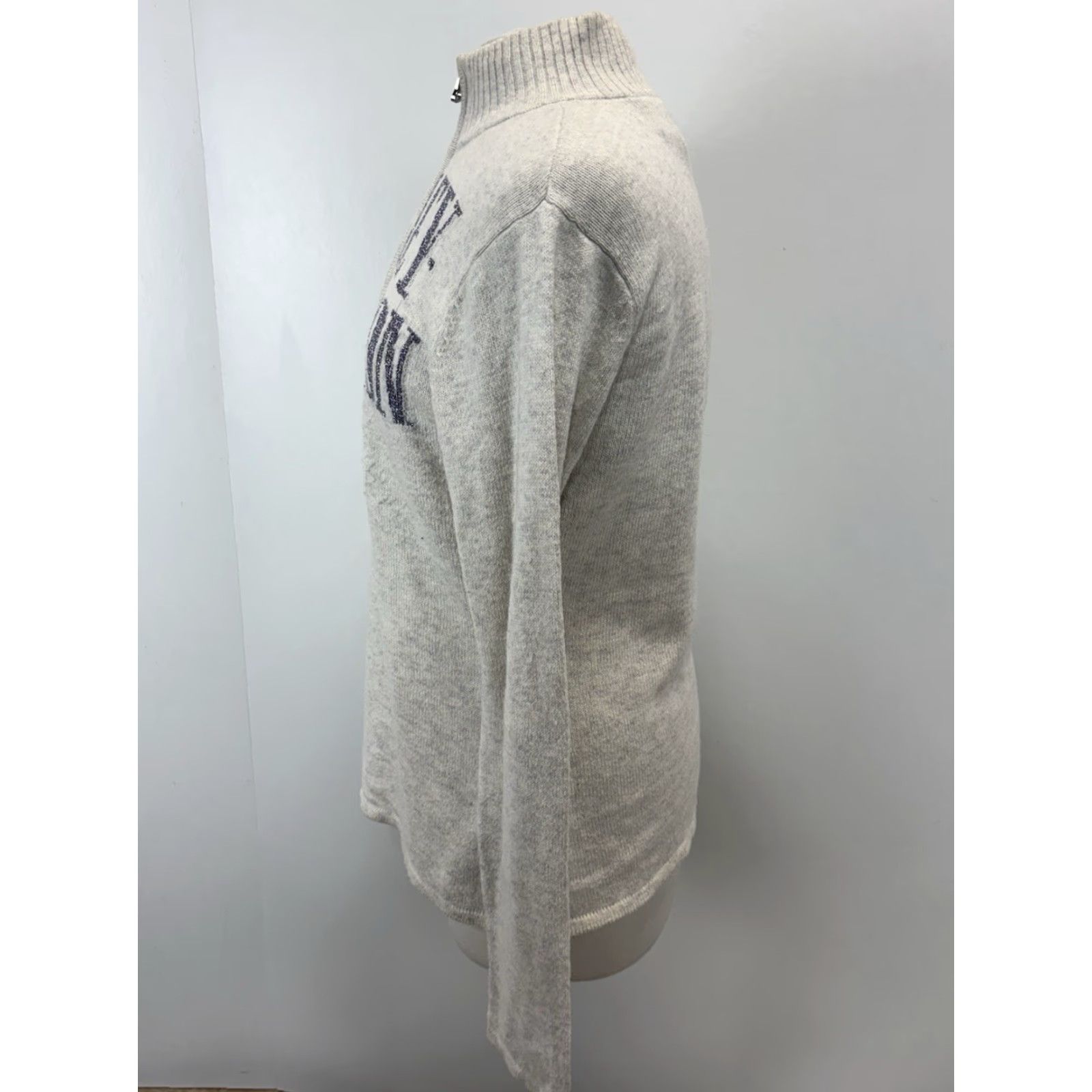 Harley Davidson VINTAGE Harley-Davidson Sweater Women's XL Gray 1/4 Zip Mock Neck Pullover Knit Sweatshirt Size XL / US 12-14 / IT 48-50 - 2 Thumbnail