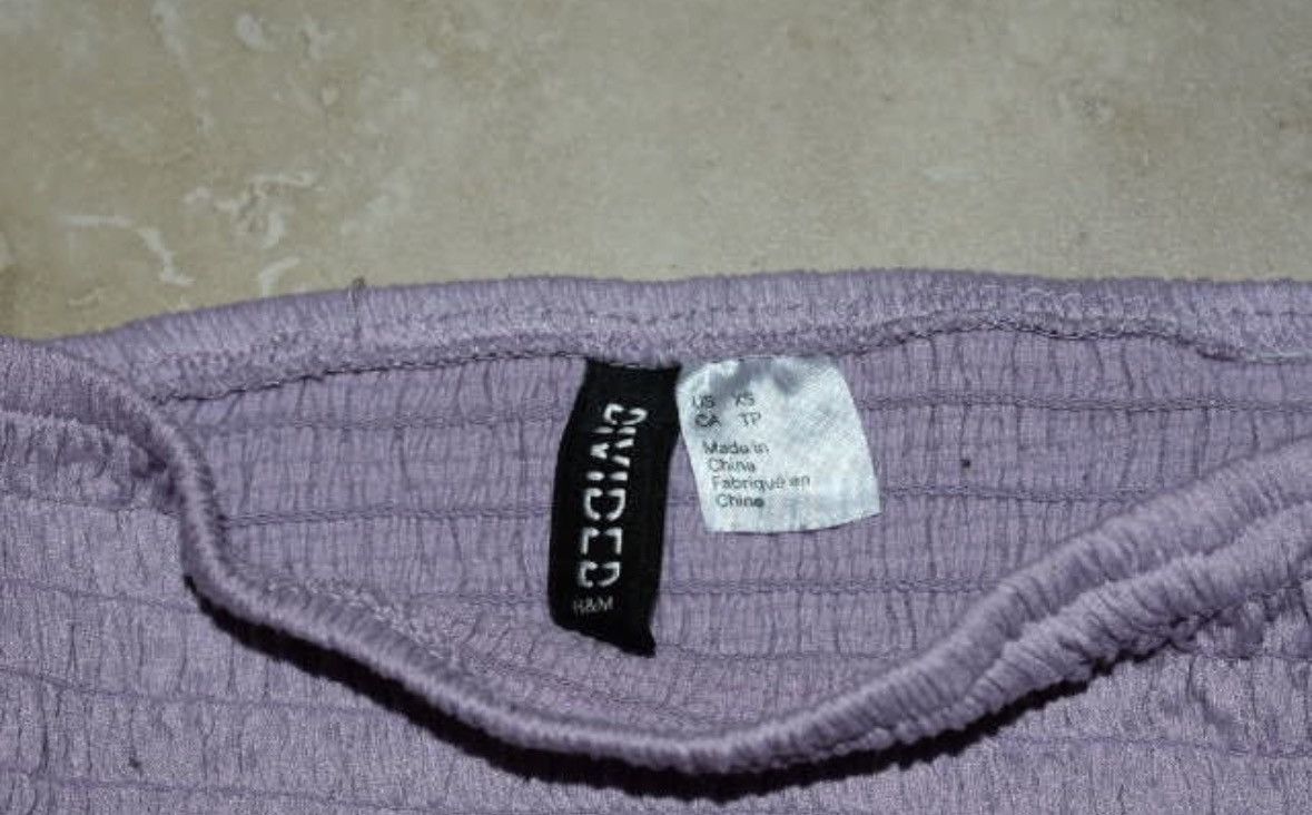 H&M H&M Stretch Lilac Purple Y2K Retro Crop Top Shirt Size XS / US 0-2 / IT 36-38 - 2 Thumbnail