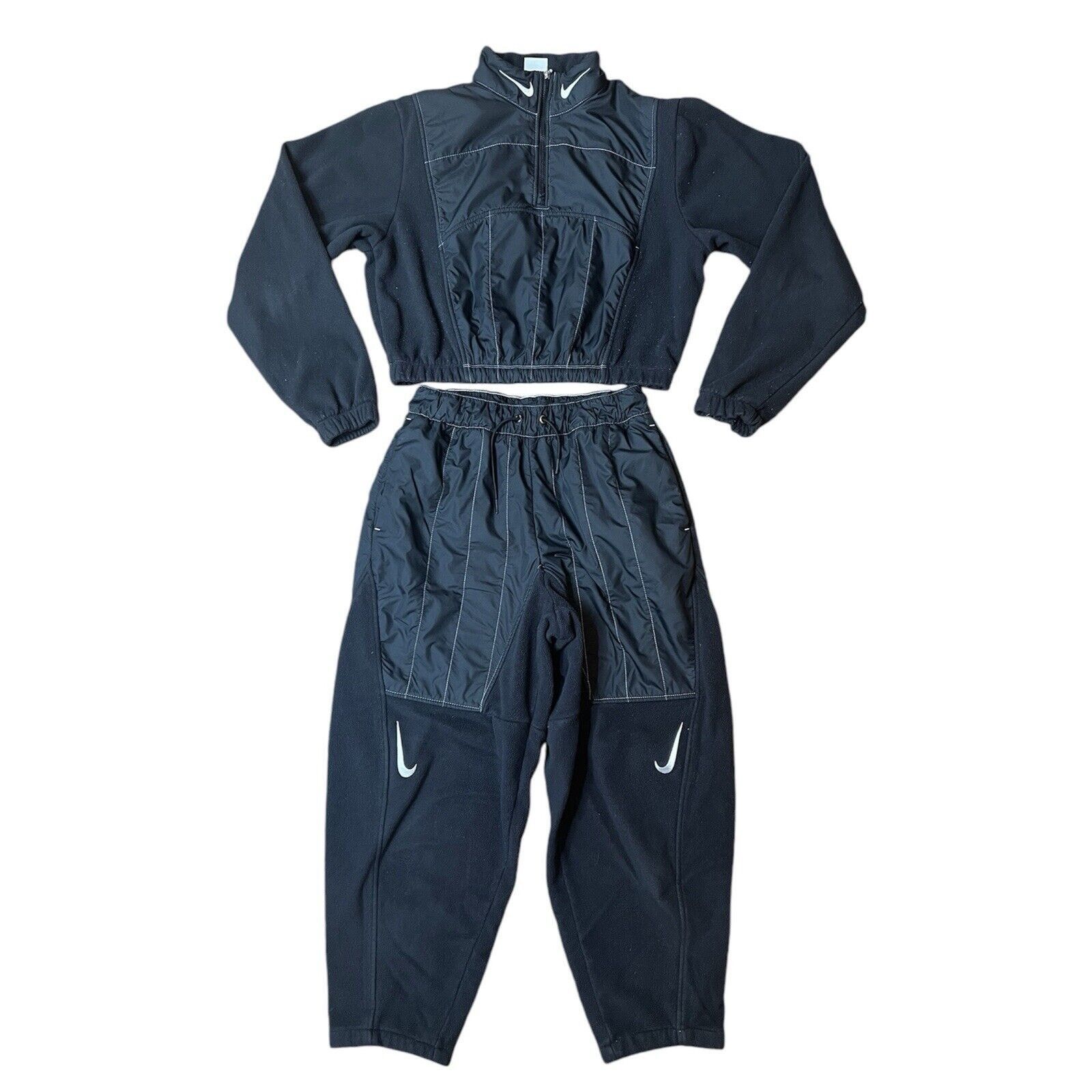 Nike Nike Plush 1/4 Cropped Jacket Black Trouser Pants Set Small Size S / US 4 / IT 40 - 1 Thumbnail