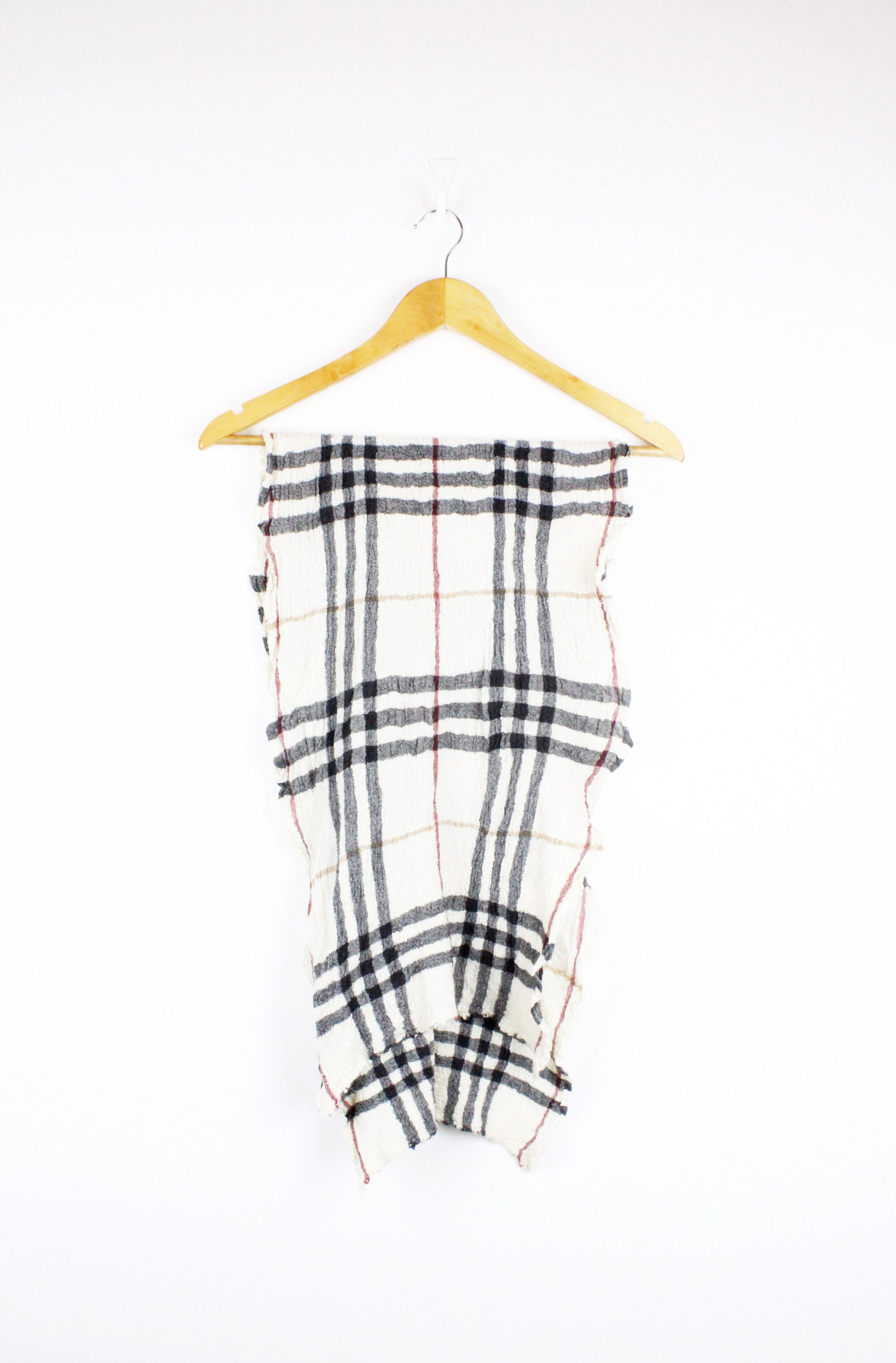 Burberry Burberry Beige Check Wool Silk Shawl Scarf Size ONE SIZE - 1 Thumbnail